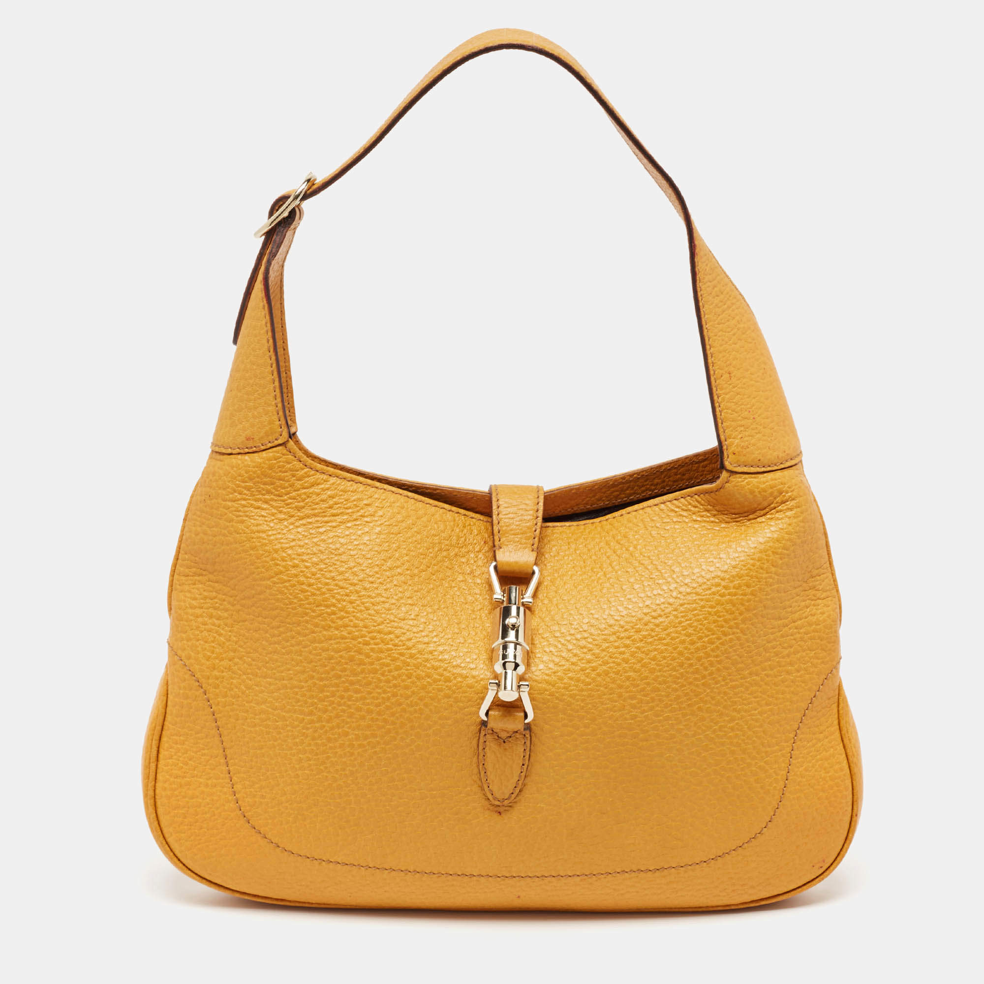 مملوكة مسبقًا Gucci Yellow Leather Jackie Hobo