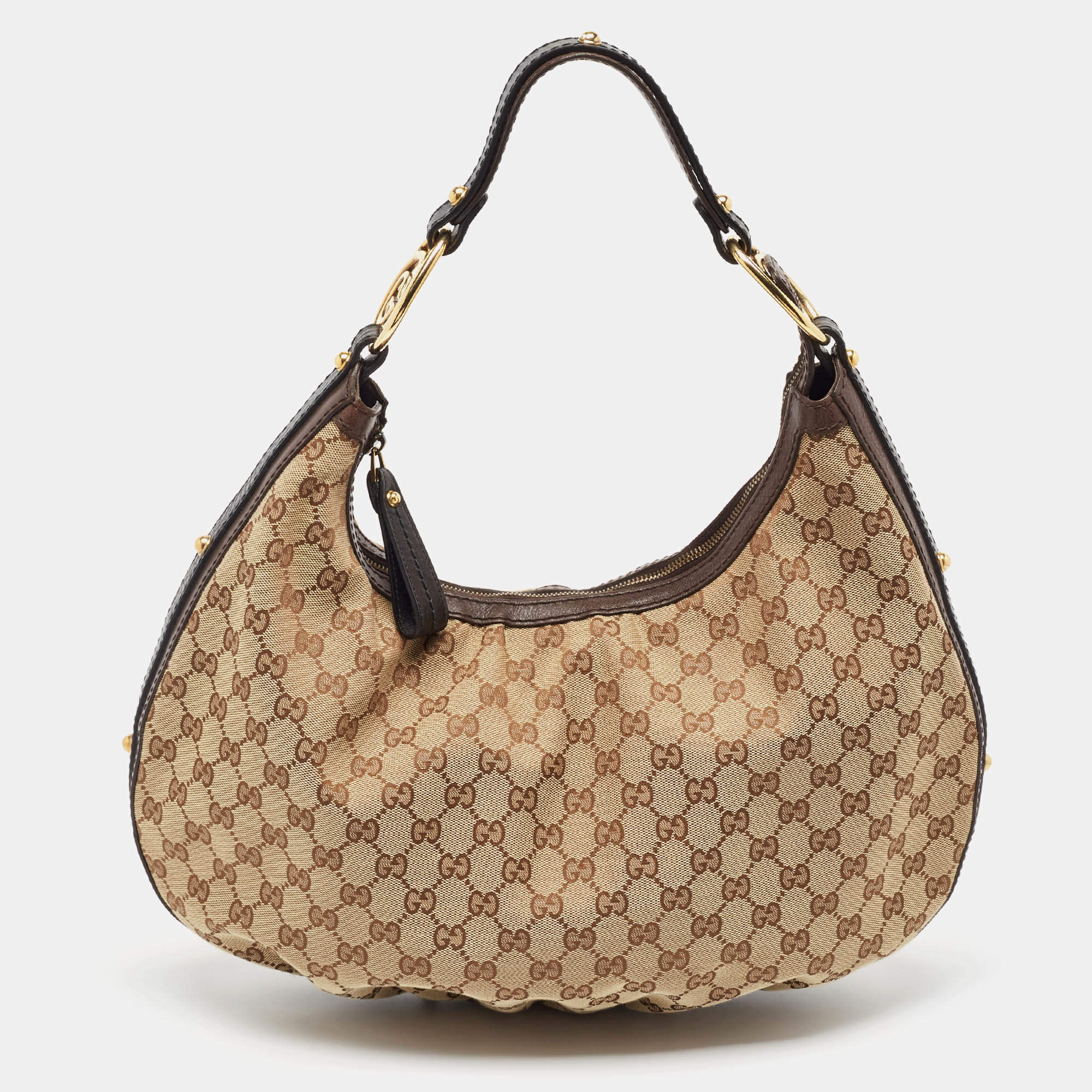 Pre Owned Gucci Beige GG Canvas and Leather Interlocking G Hobo