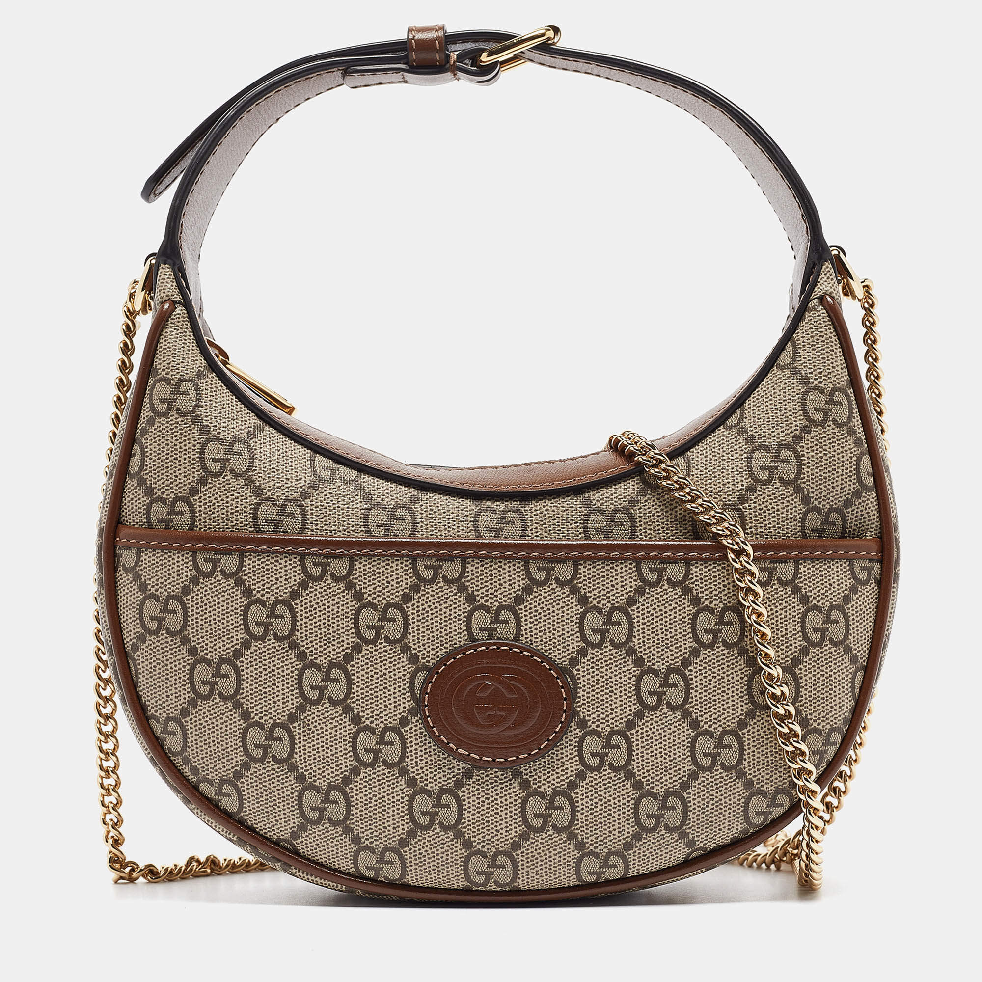Pre Owned Gucci Beige/Ebony GG Supreme Canvas Mini Ophidia Shoulder Bag