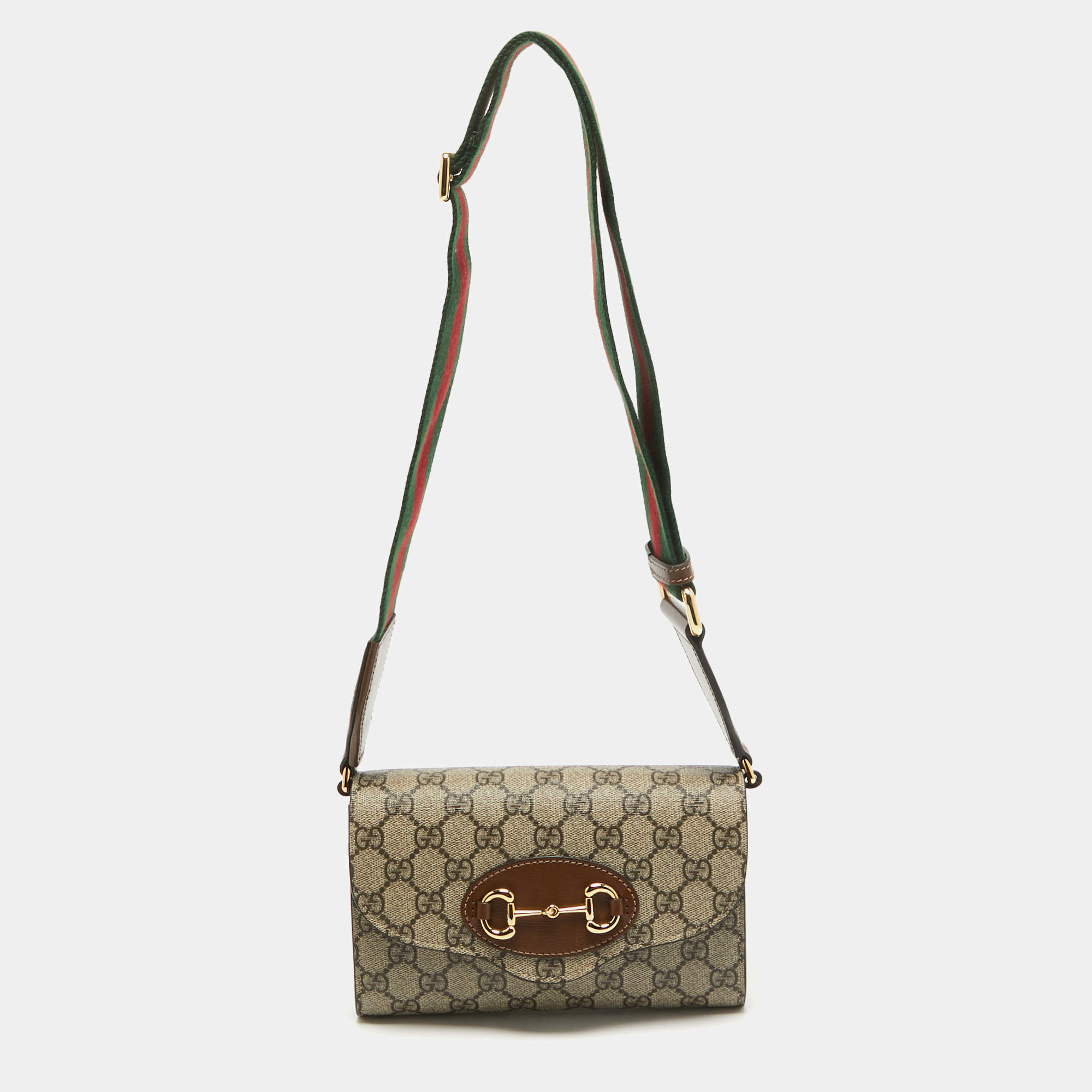 Pre Owned Gucci Beige GG Supreme Canvas Mini Horsebit 1955 Crossbody Bag
