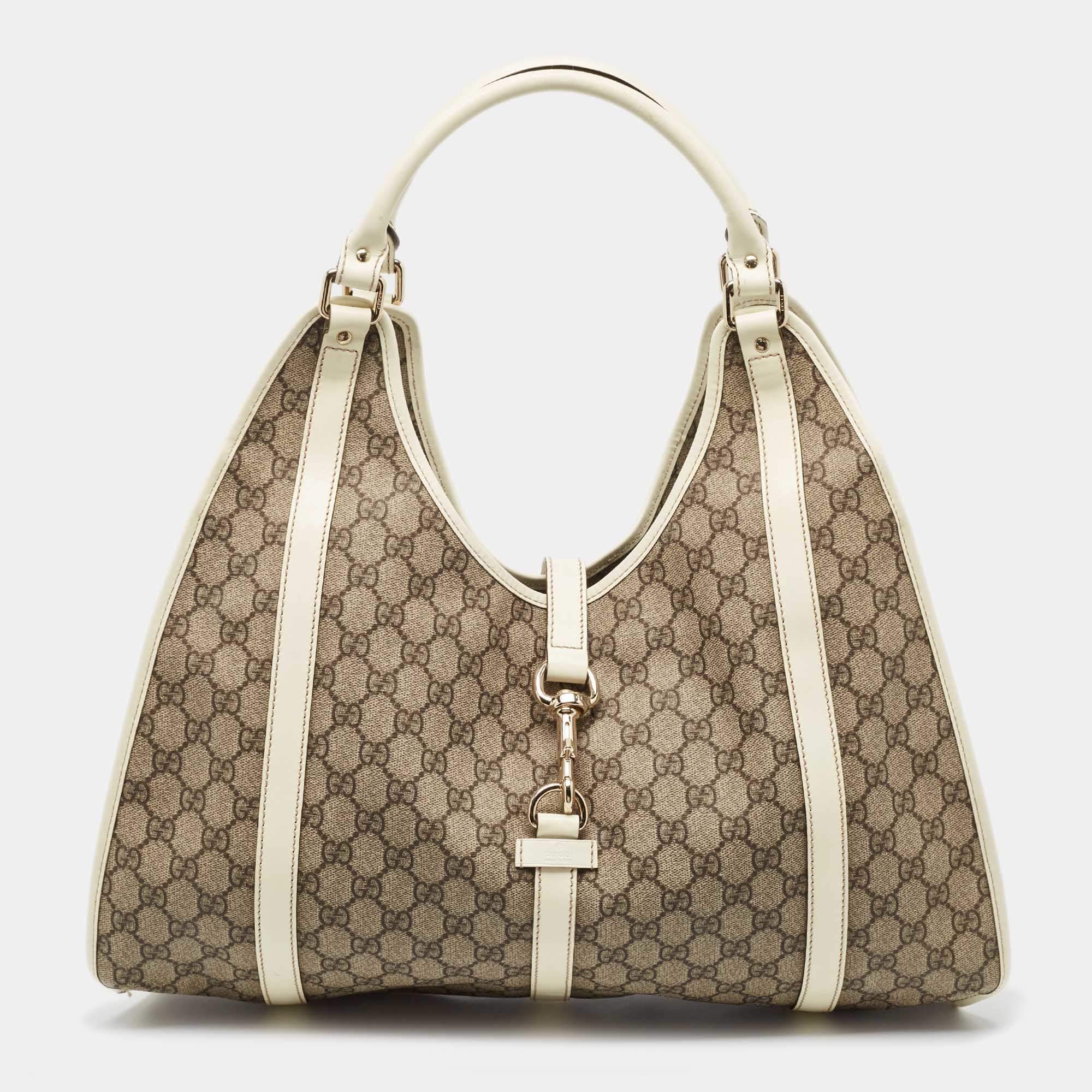 مملوكة مسبقًا Gucci Beige/Off White GG Supreme Canvas Large Joy Shoulder Bag