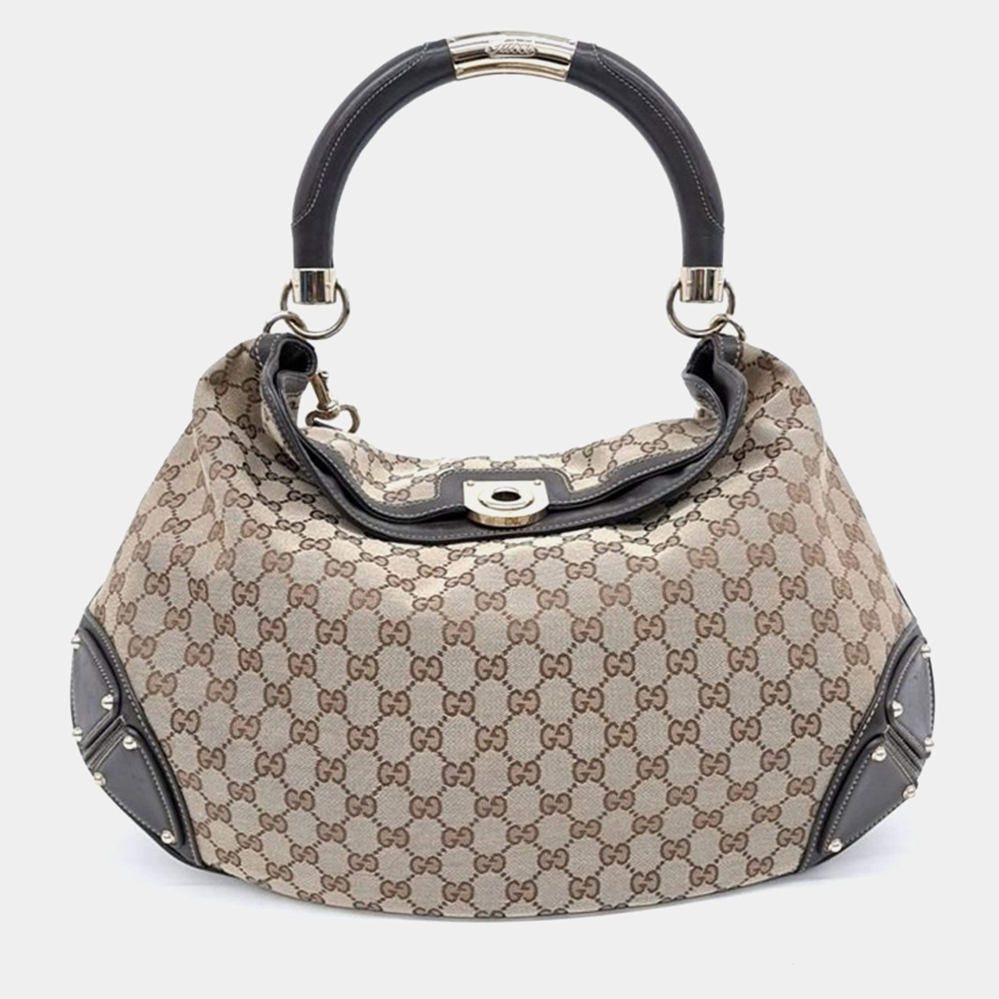 Pre Owned Gucci Bamboo Handle Indy Hobo Bag