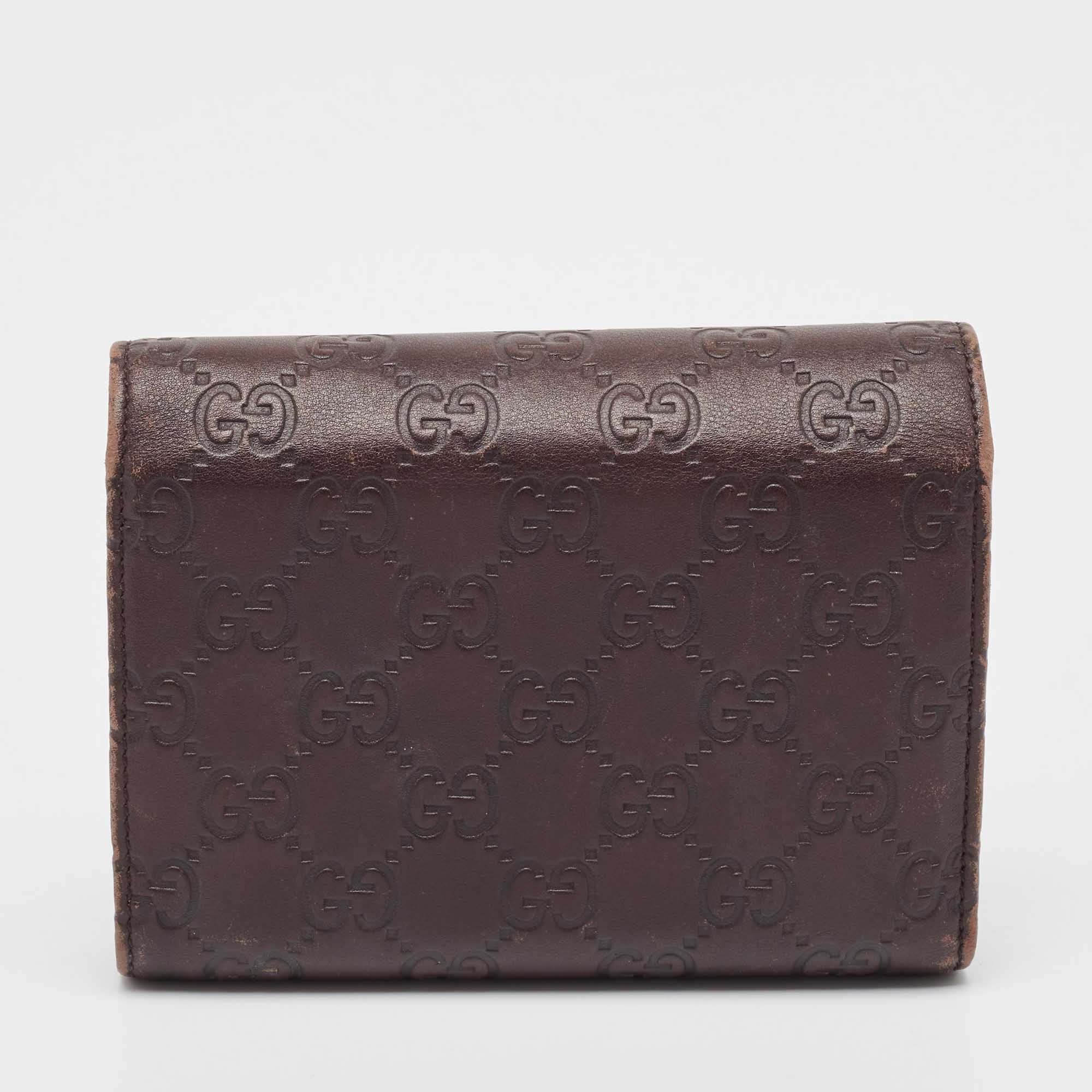 Gucci Metallic Bronze Guccissima selling Leather Interlocking GG Flap French Wallet