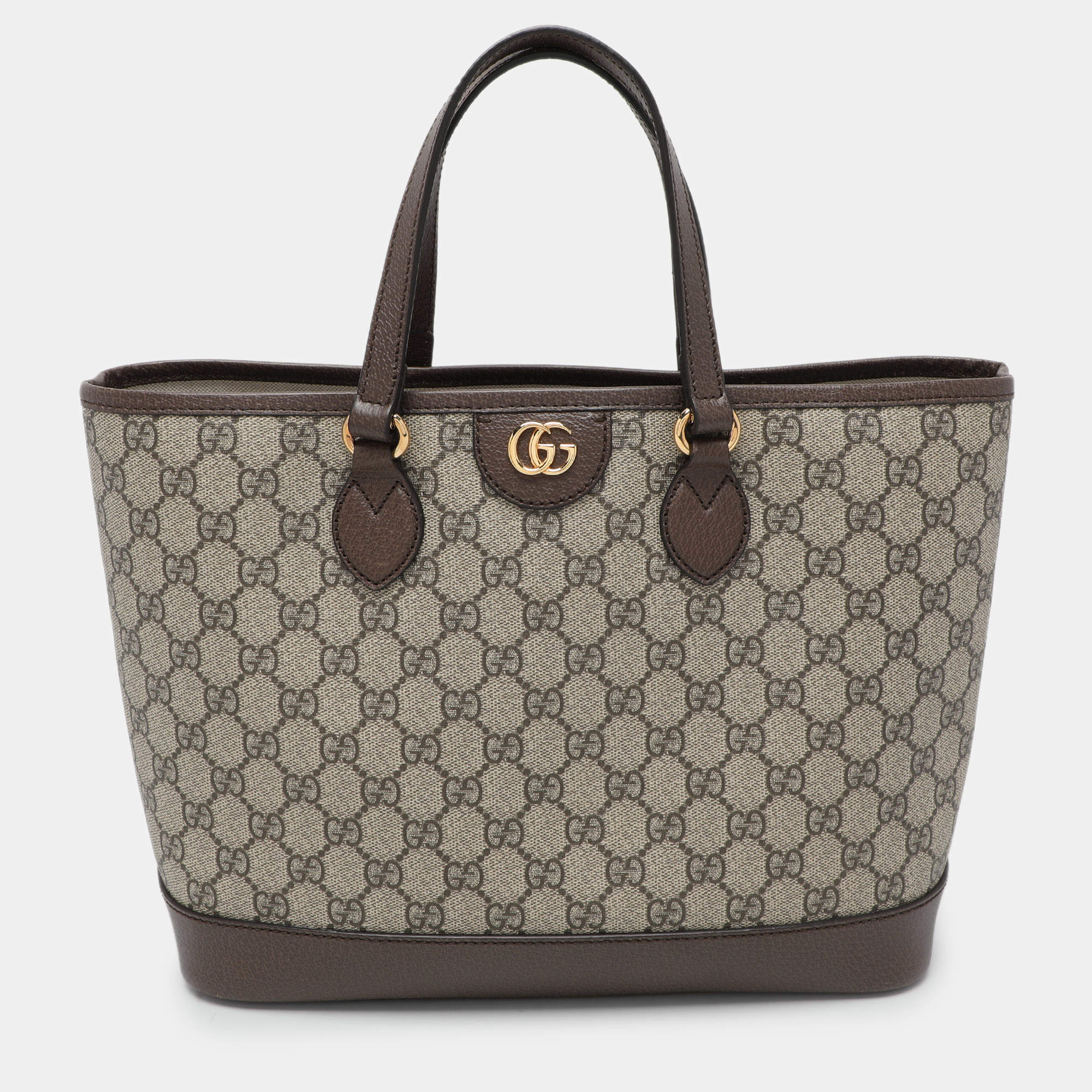 Pre Owned Gucci Beige/Brown GG Supreme Canvas and Leather Medium Ophidia Tote