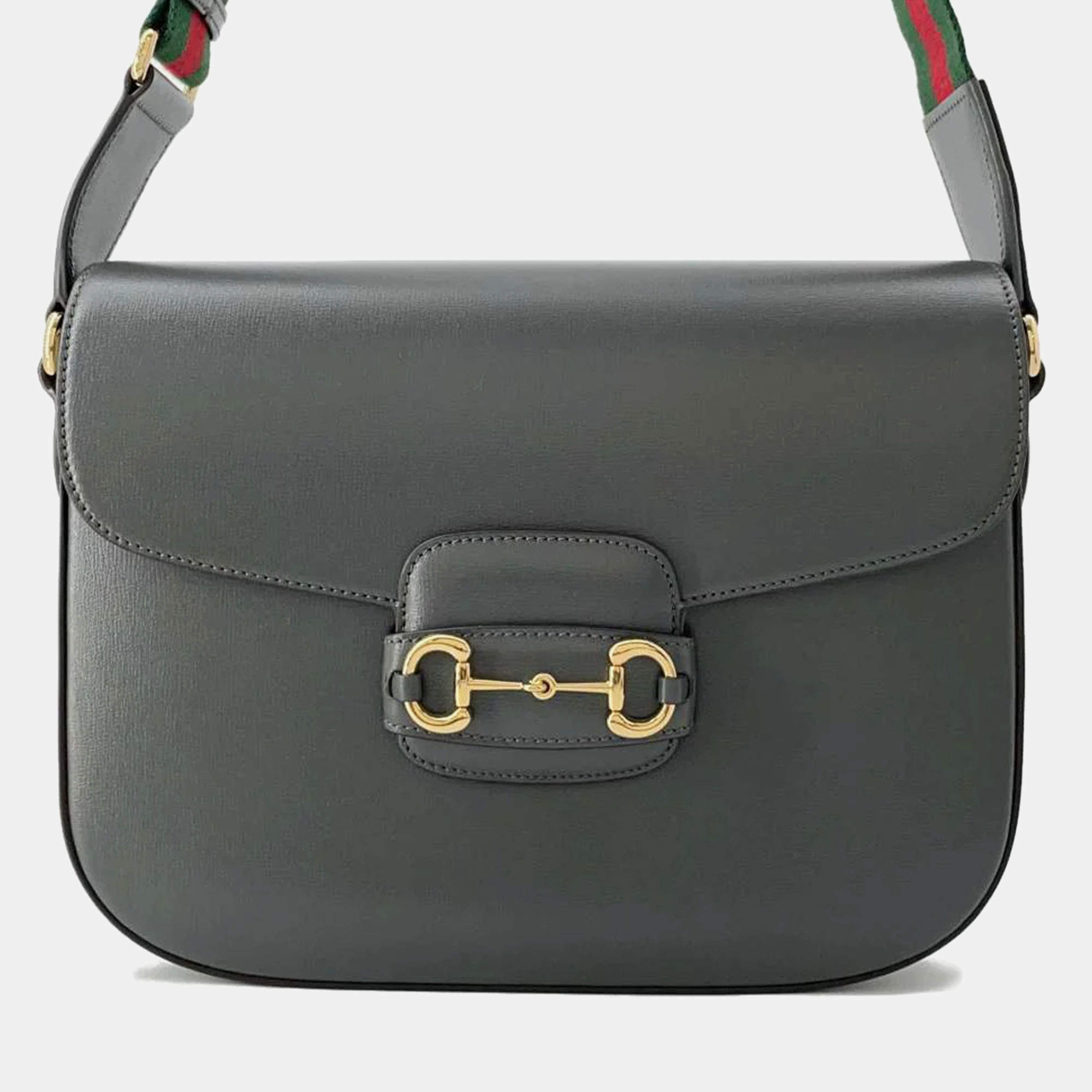 Gucci Grey Leather Horsebit 1955 Shoulder Bag