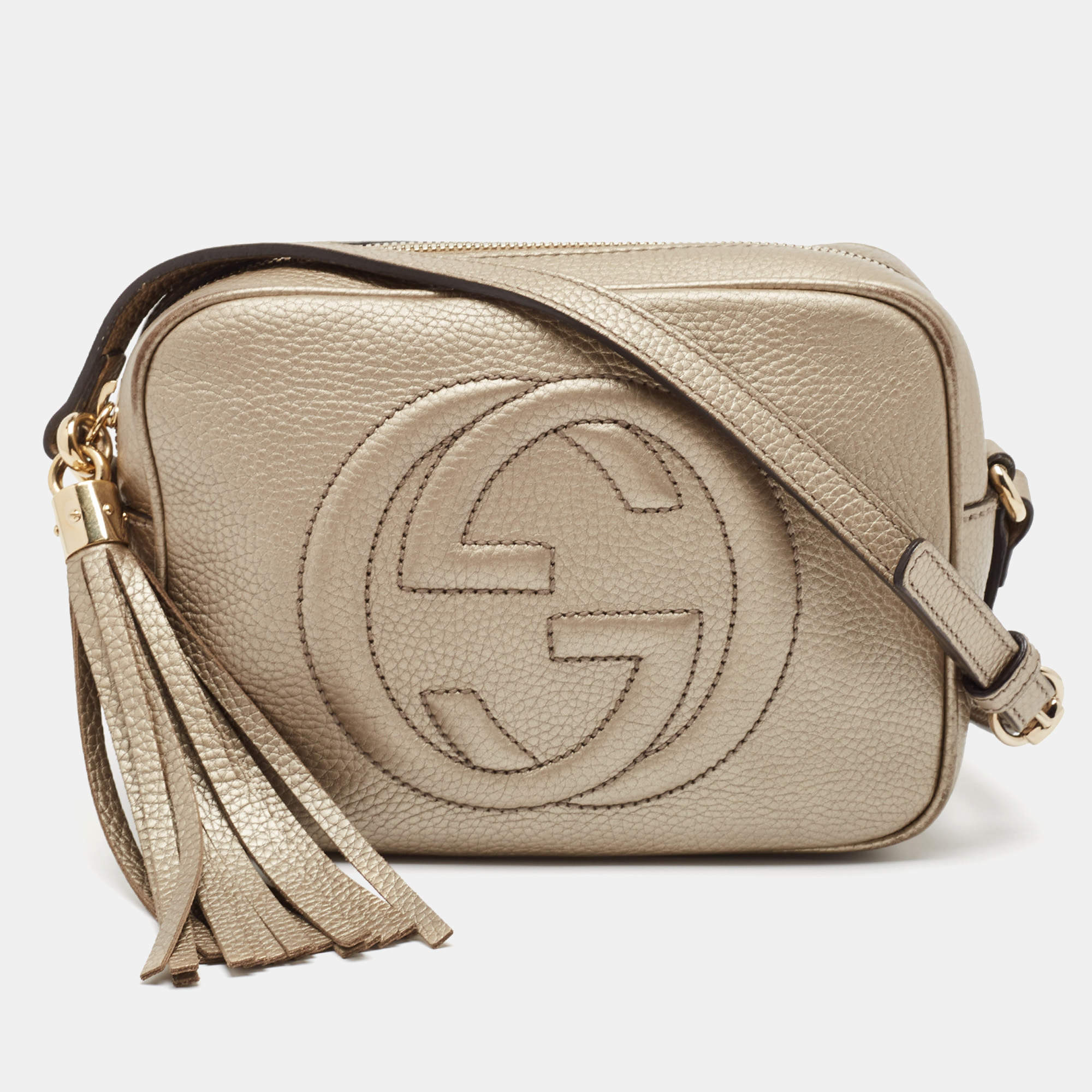 مملوكة مسبقًا Gucci Beige Leather Small Soho Disco Crossbody Bag