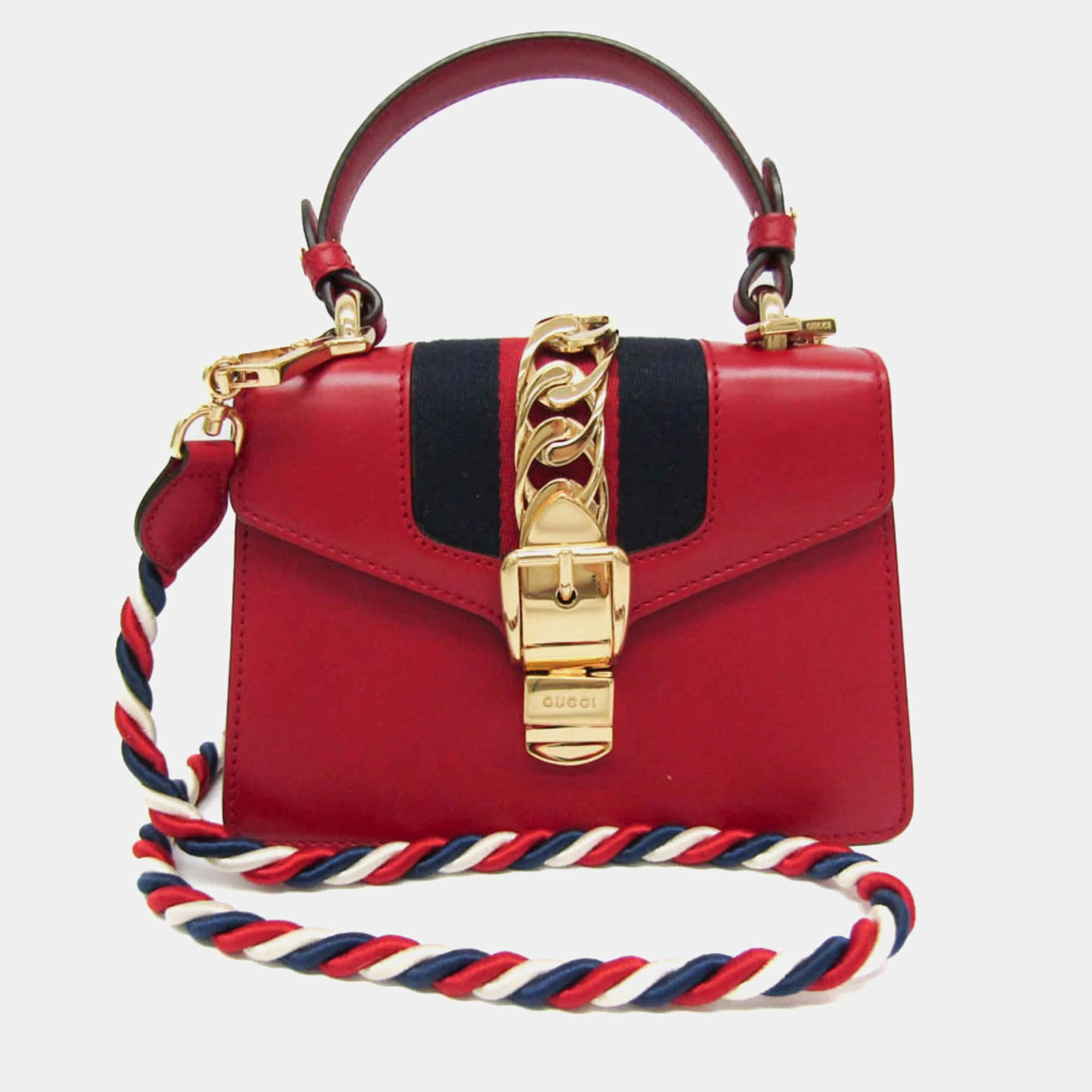 Gucci Red Leather Mini Sylvie Shoulder Bag