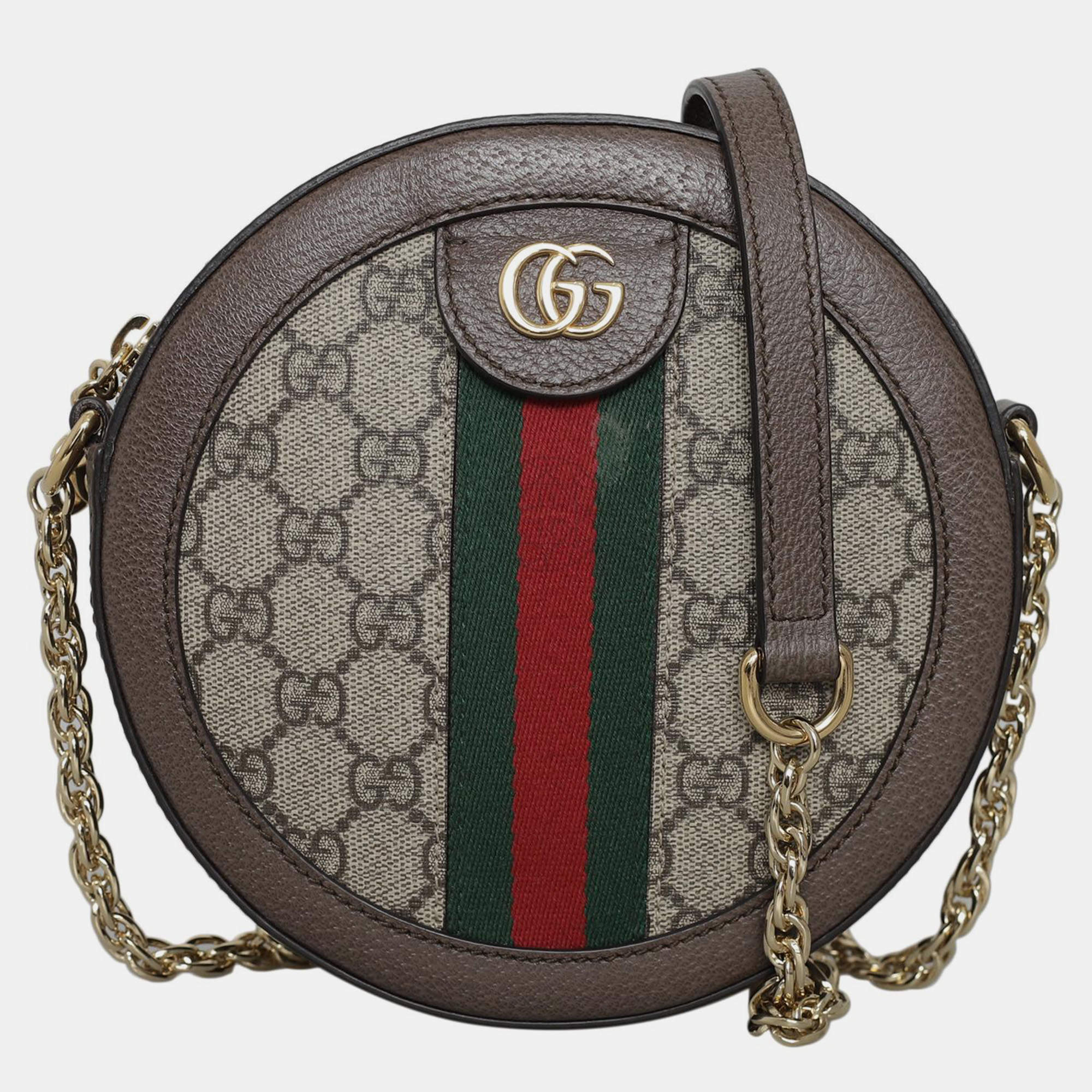 Gucci Brown GG Supreme Mini Ophidia Shoulder Bag