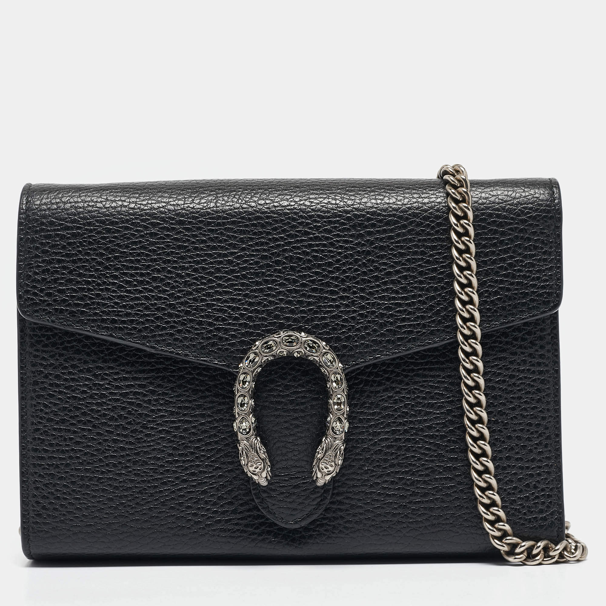 Gucci Black Leather Leather Dionysus Wallet On Chain