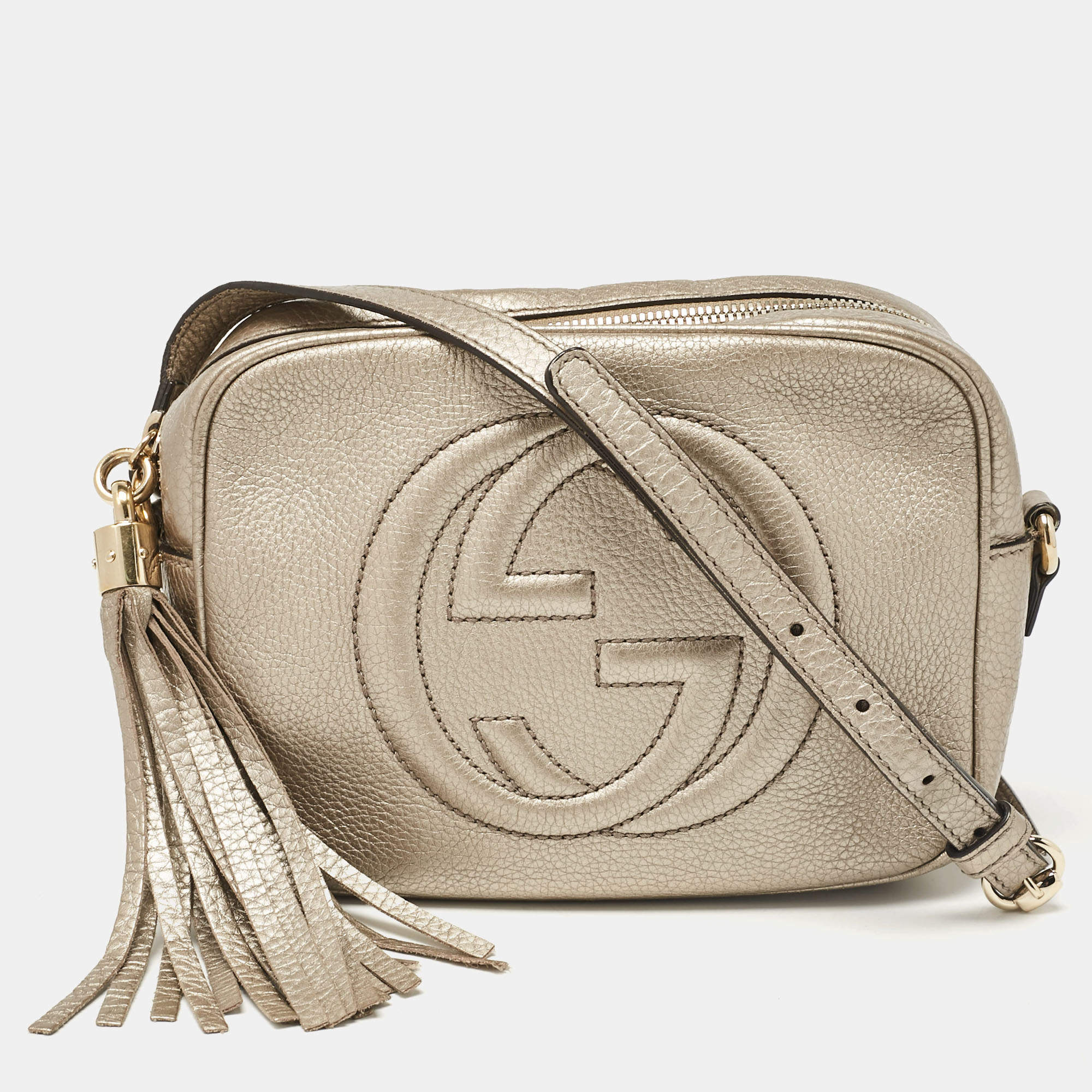 Pre Owned Gucci Beige Leather Small Soho Disco Crossbody Bag