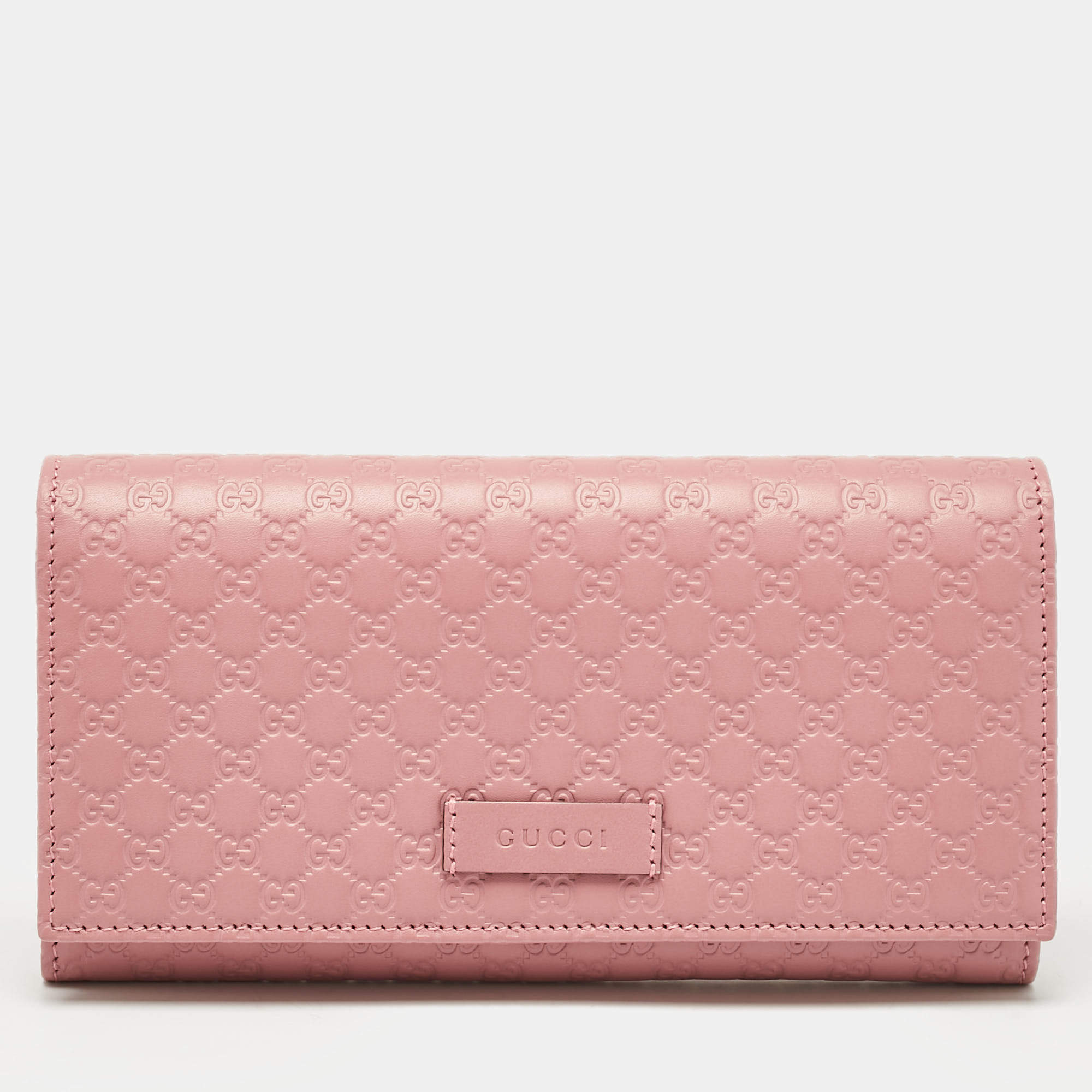 Gucci Pink Microguccissima Leather Flap Continental Wallet
