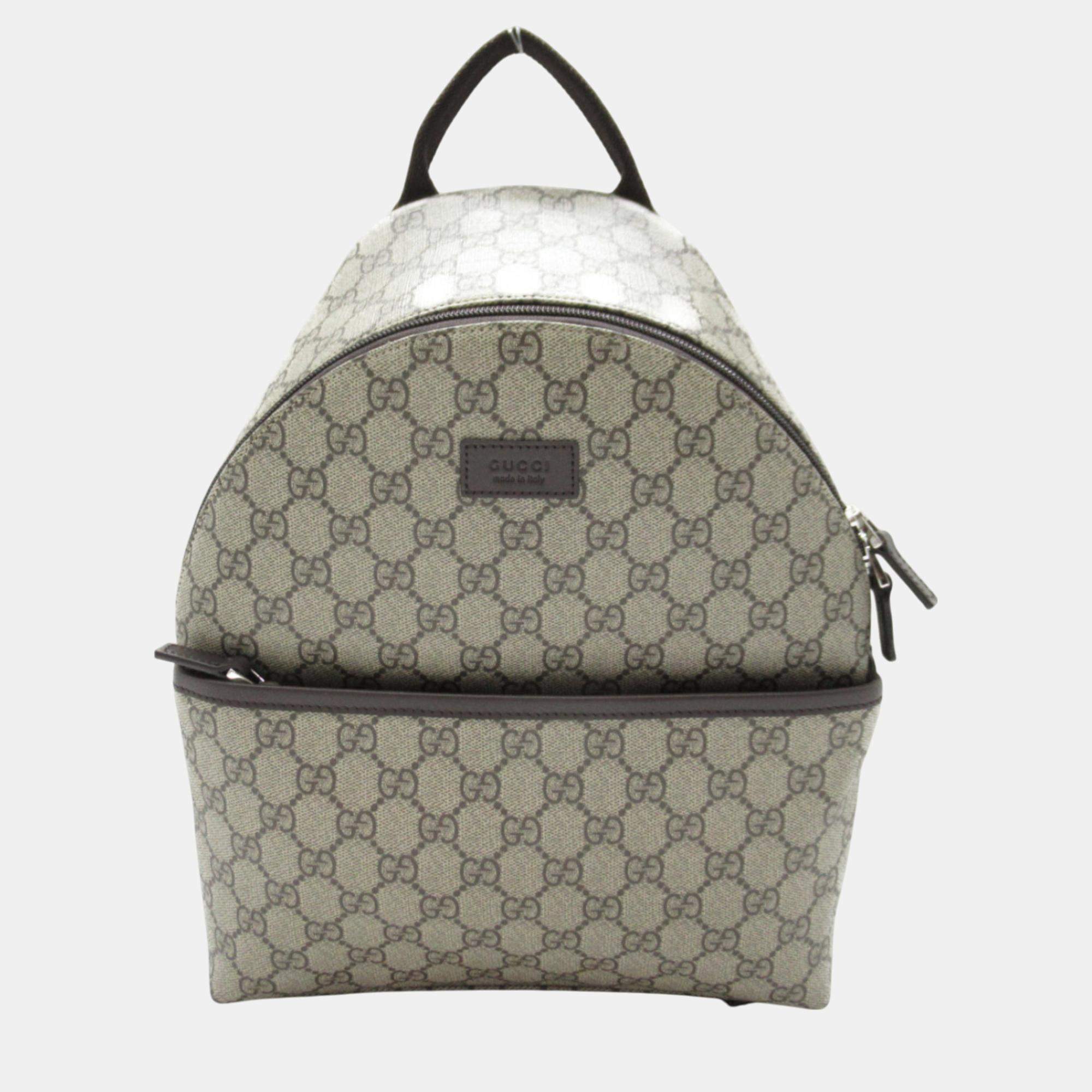 Gucci Brown GG Canvas Double G Geometric Backpack