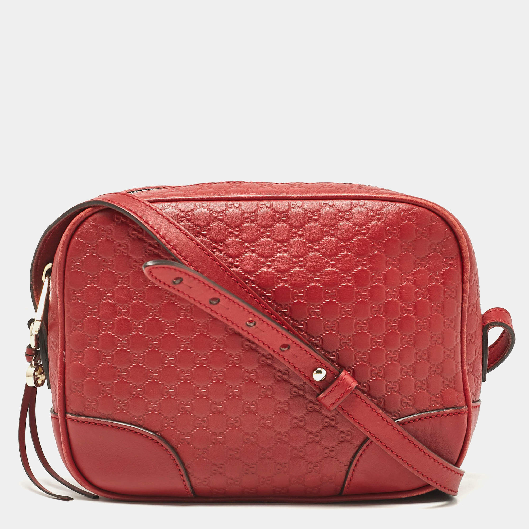 Pre Owned Gucci Red Microguccissima Leather Mini Bree Crossbody Bag