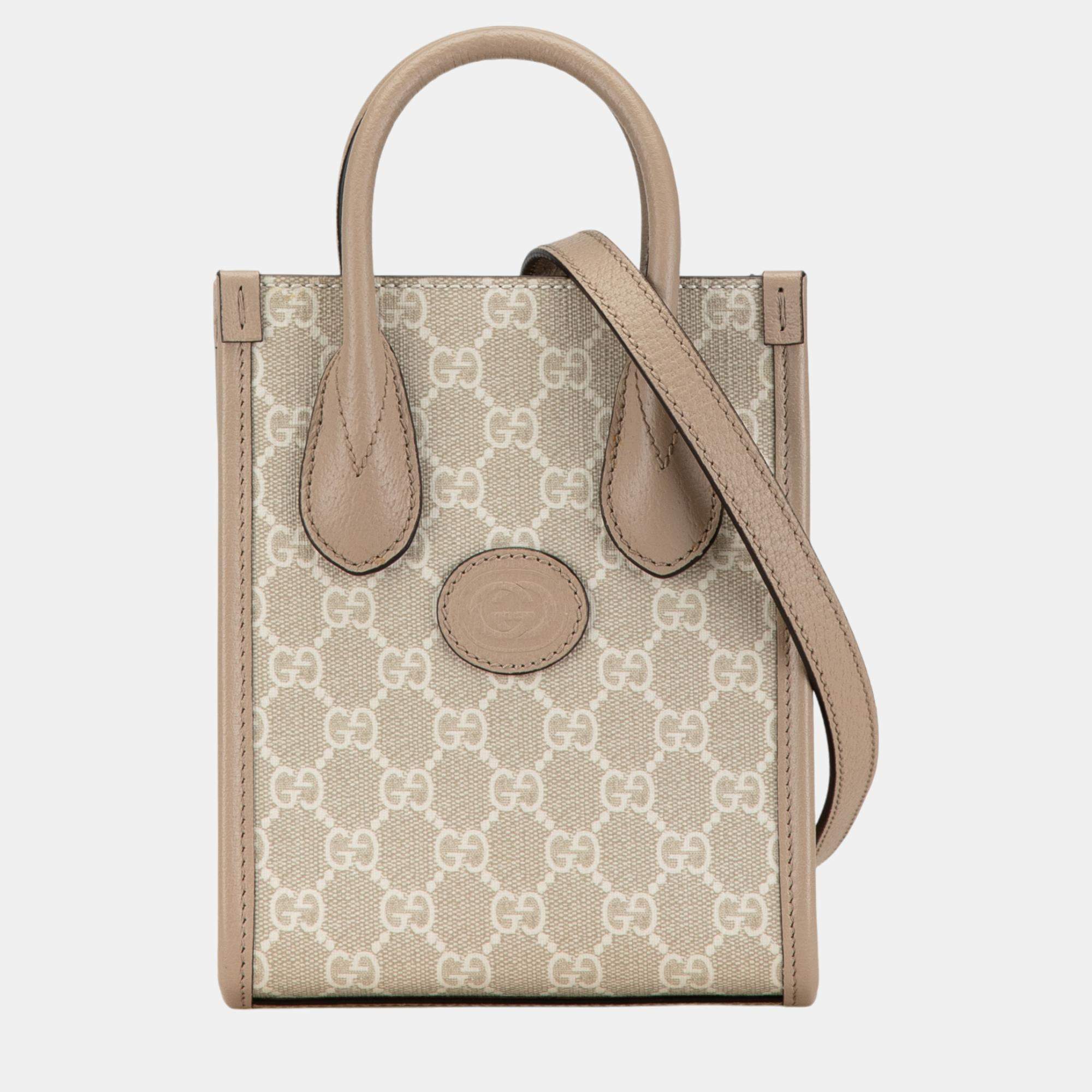 Gucci Beige/Brown Mini GG Supreme Interlocking G Satchel