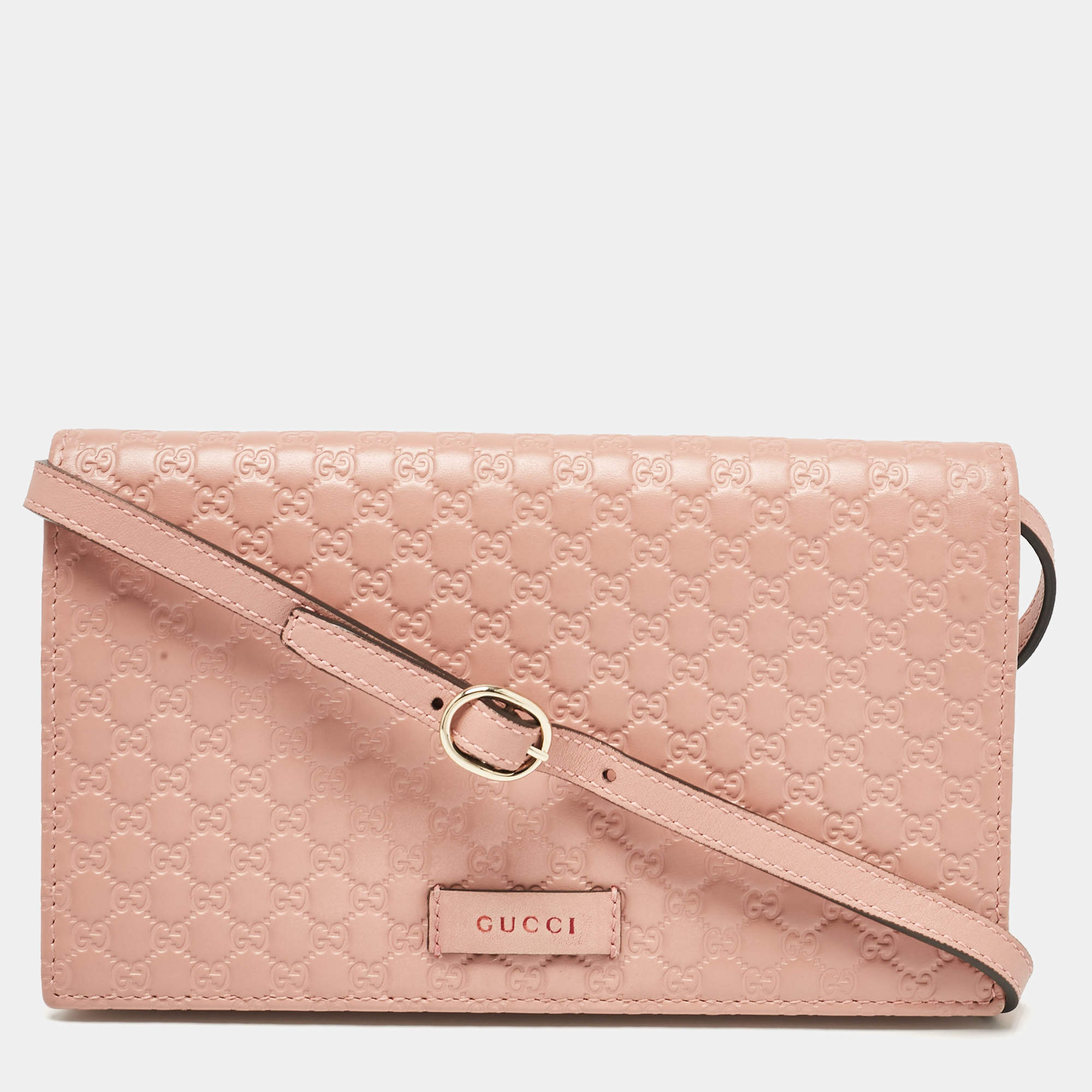 مملوكة مسبقًا Gucci Old Rose Microguccissima Leather Wallet Crossbody Bag