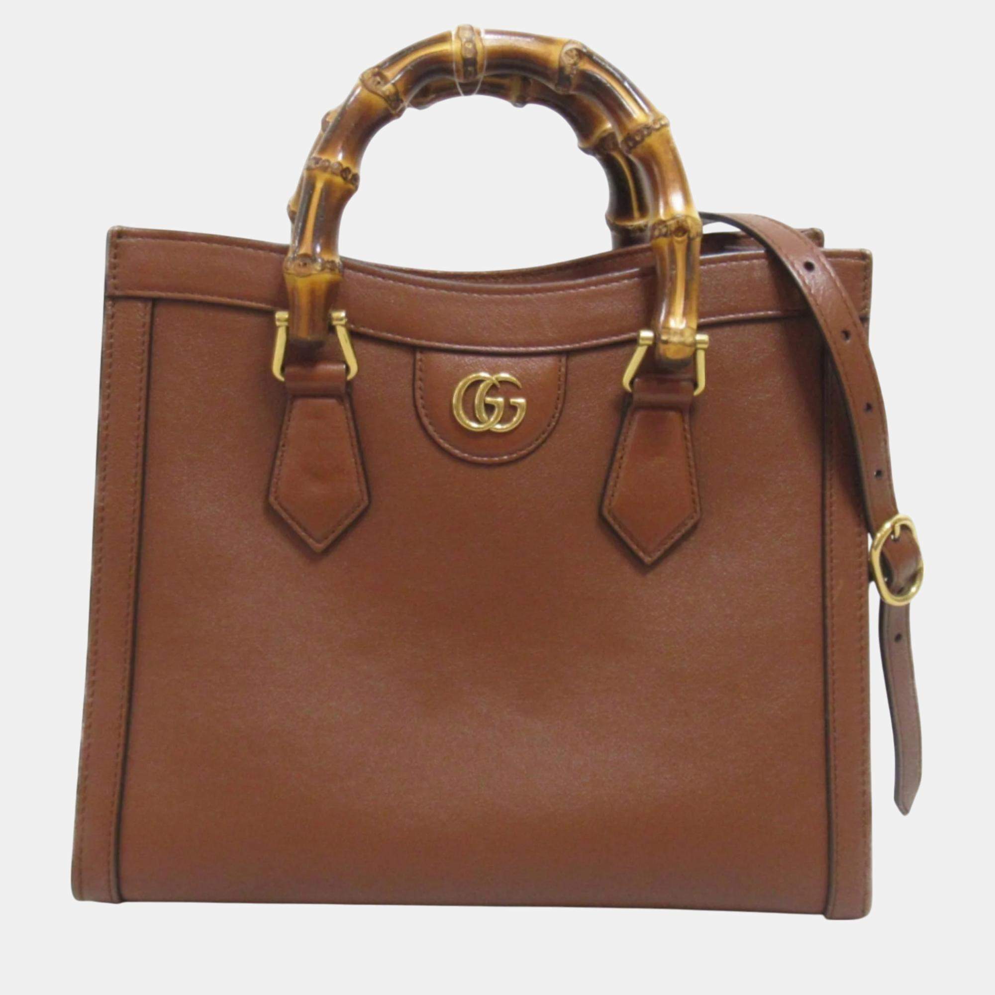 Gucci Leather Brown Diana Small Bag