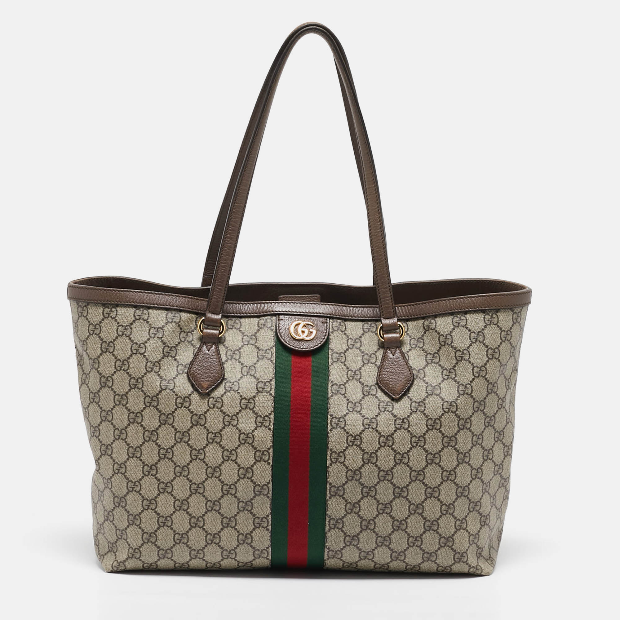 Pre Owned Gucci Beige/Ebony GG Supreme Canvas Medium Ophidia Tote