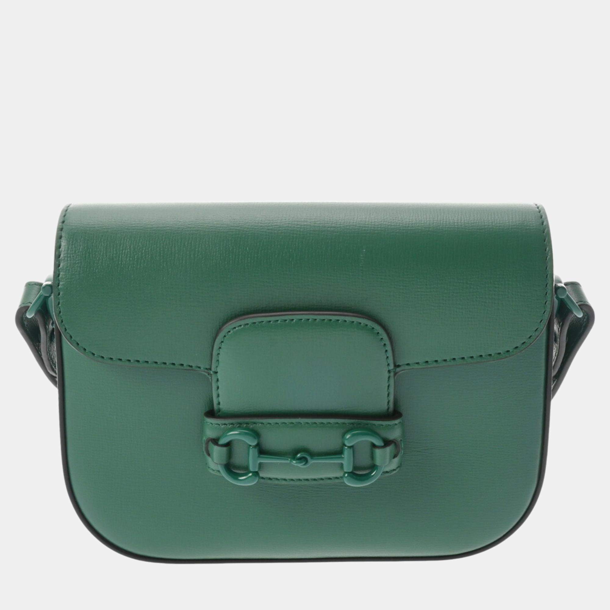 Gucci Green Leather Horsebit 1955 Small Shoulder Bag