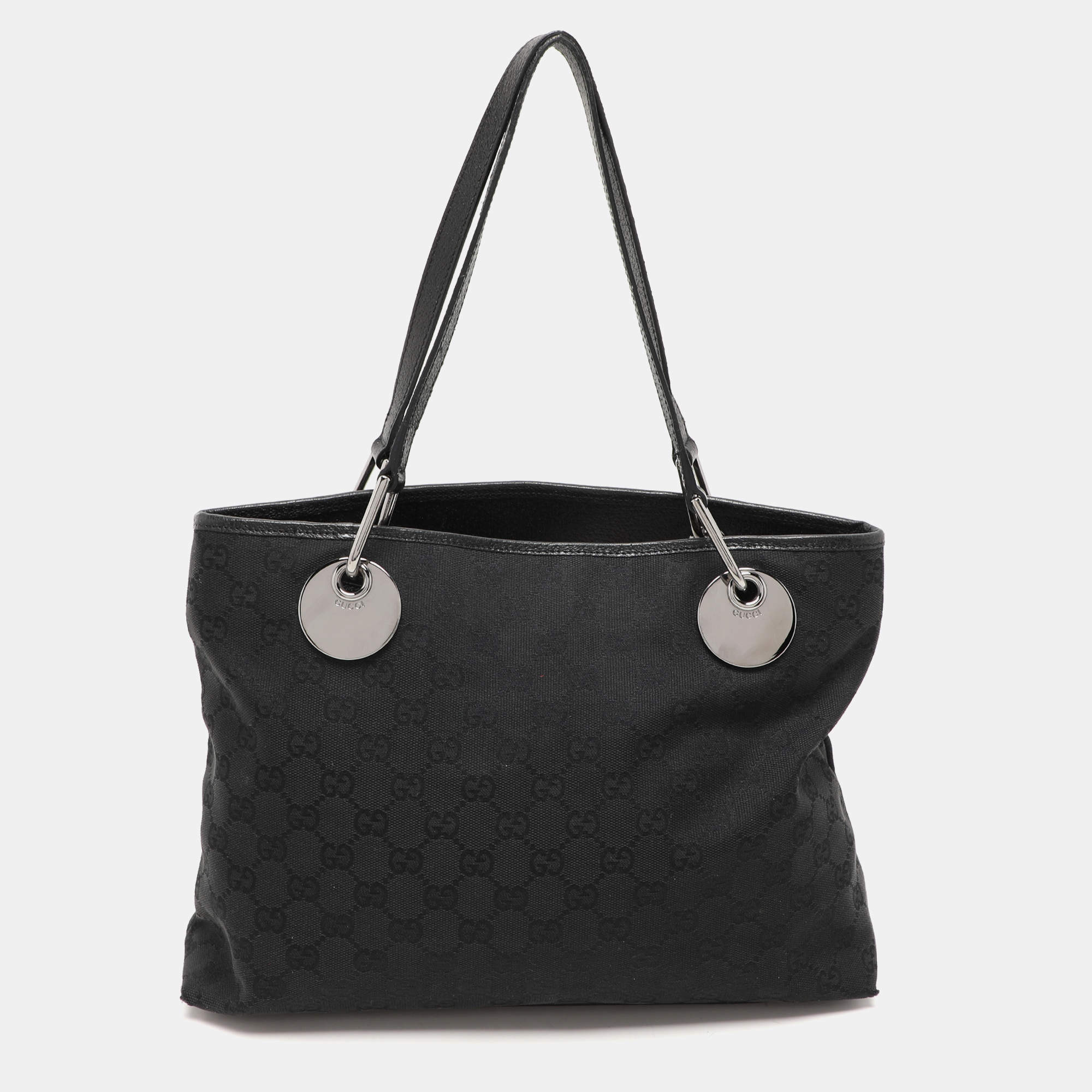 Gucci Black GG Canvas and Leather Small Eclipse Tote