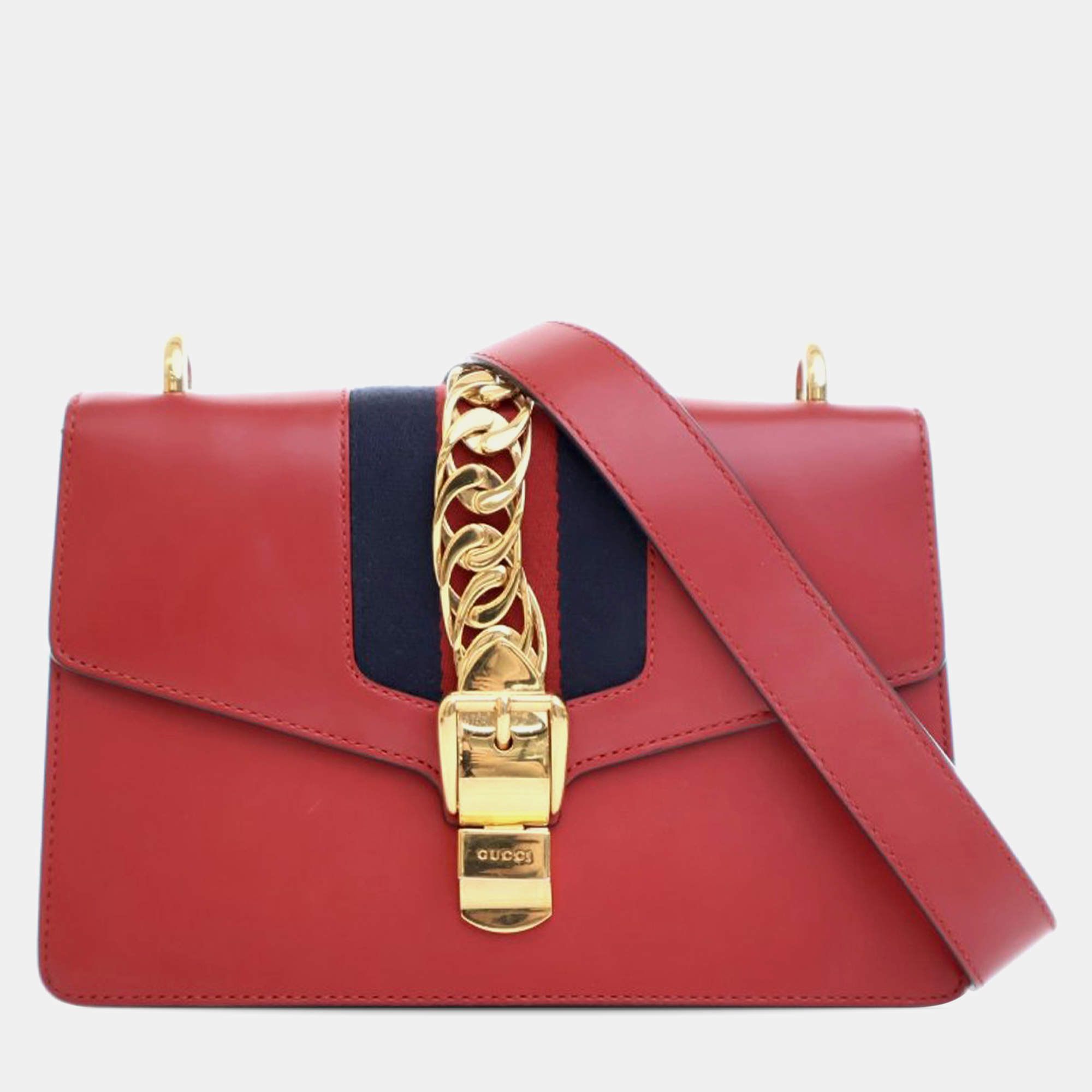 Gucci Red Leather Gucci Small Leather Sylvie Satchel