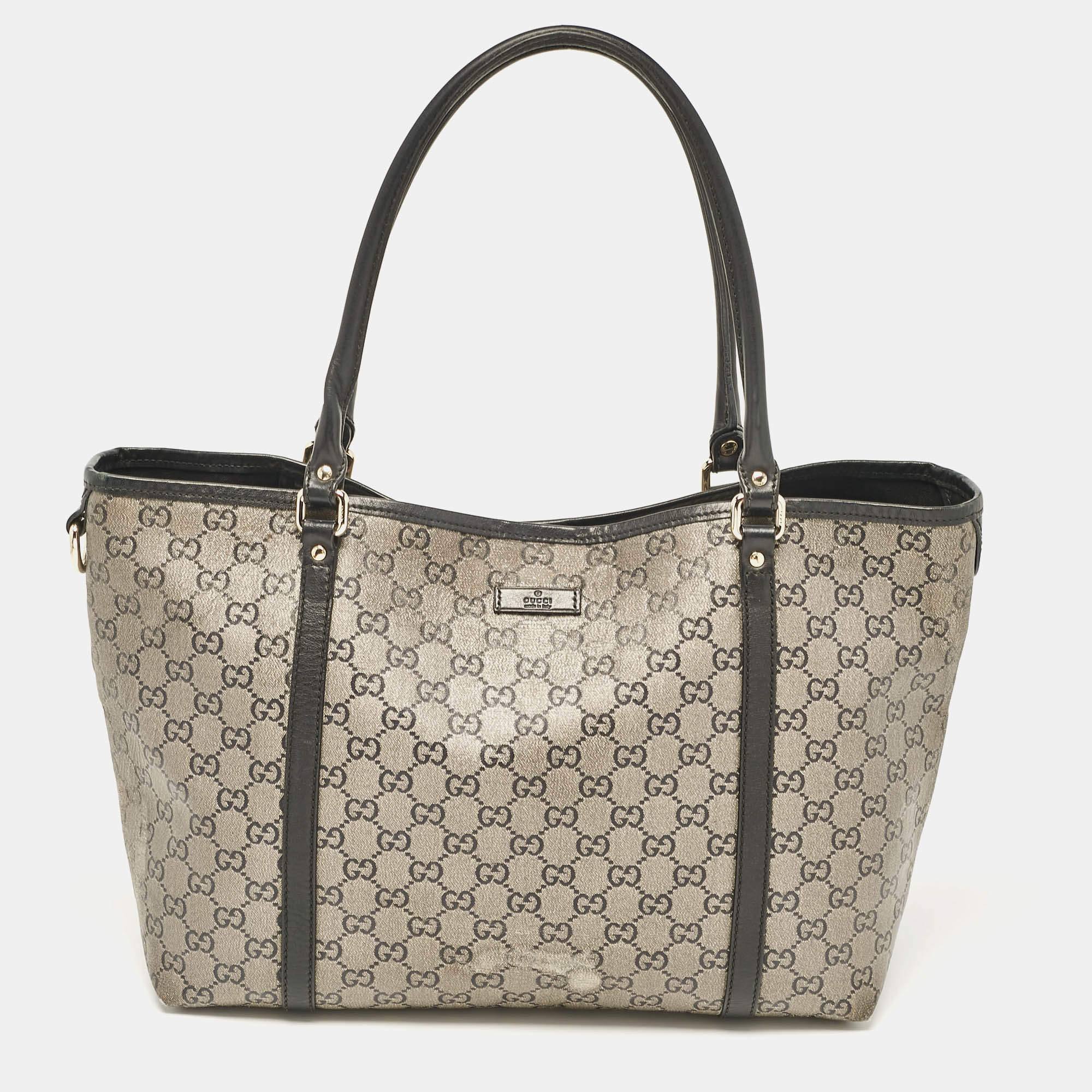 مملوكة مسبقًا Gucci Black/Grey GG Crystal Canvas and Leather Medium Joy Tote