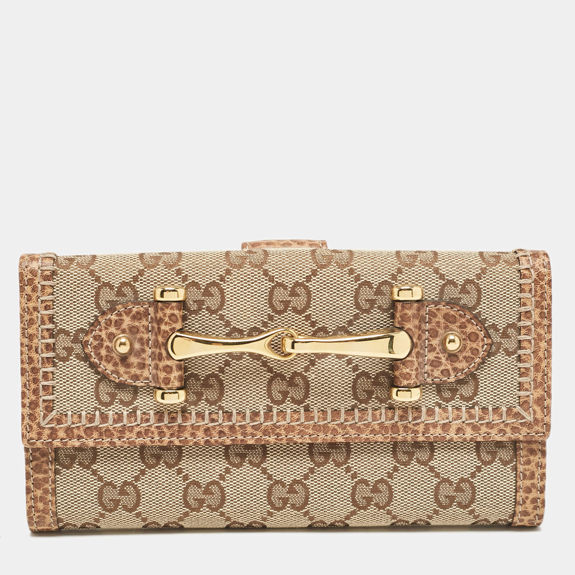 Gucci Beige GG Canvas and Leather Pelham Continental Wallet