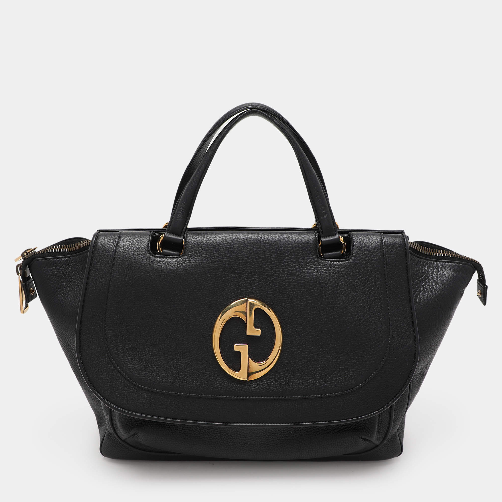 Pre Owned Gucci Black Leather 1973 Satchel