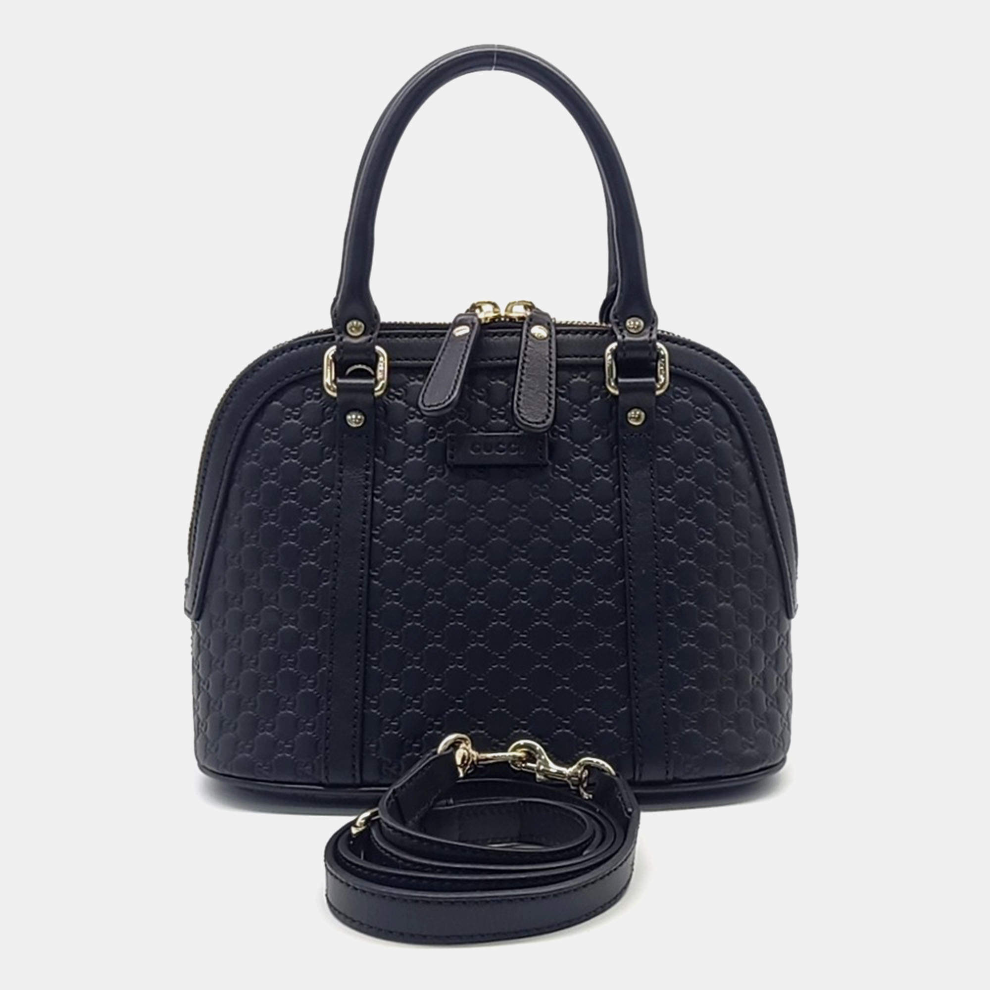 Pre Owned Gucci Black Leather Micro Cimaline Mini Dome bag