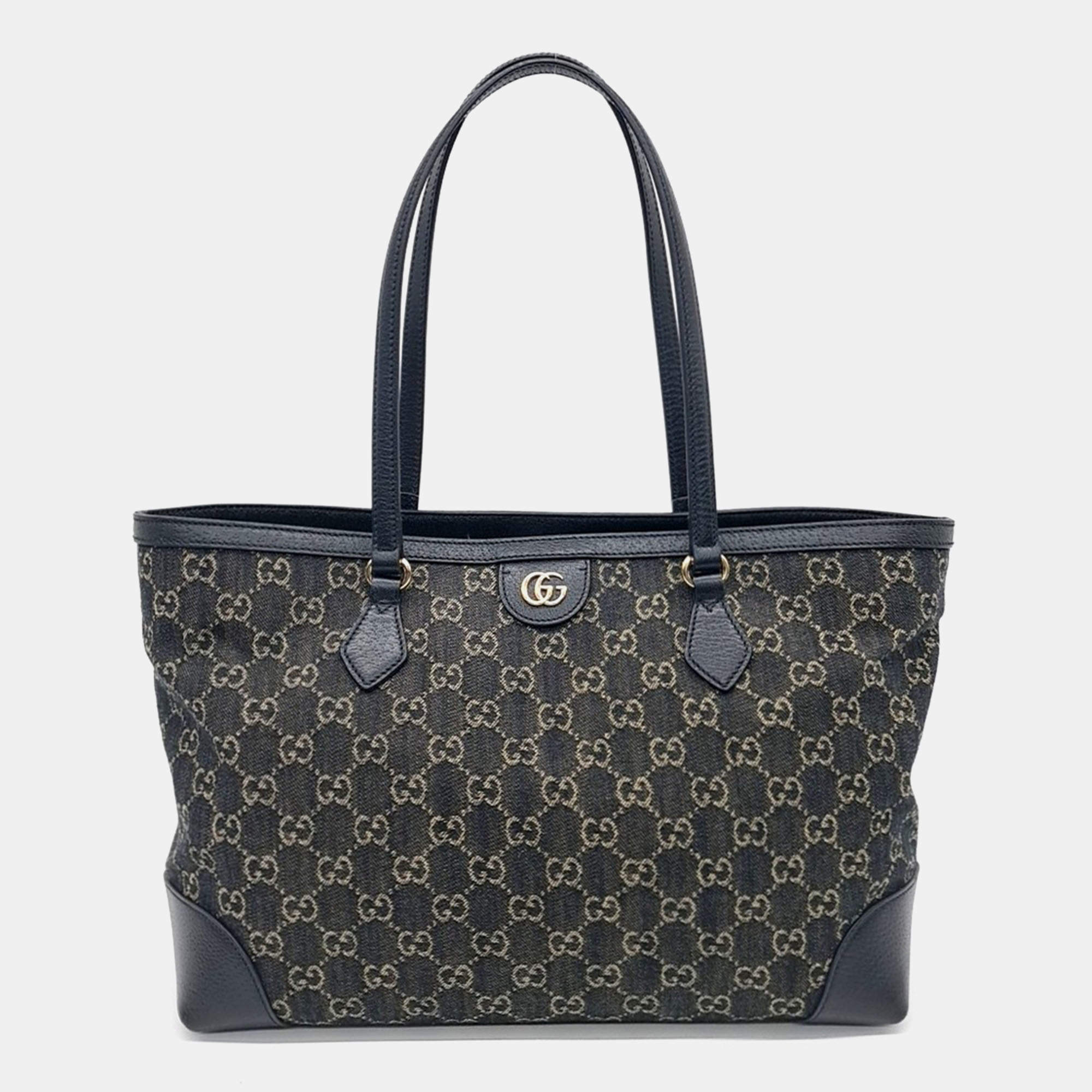 Gucci Black Canvas and Leather Ophidia GG shopper bag
