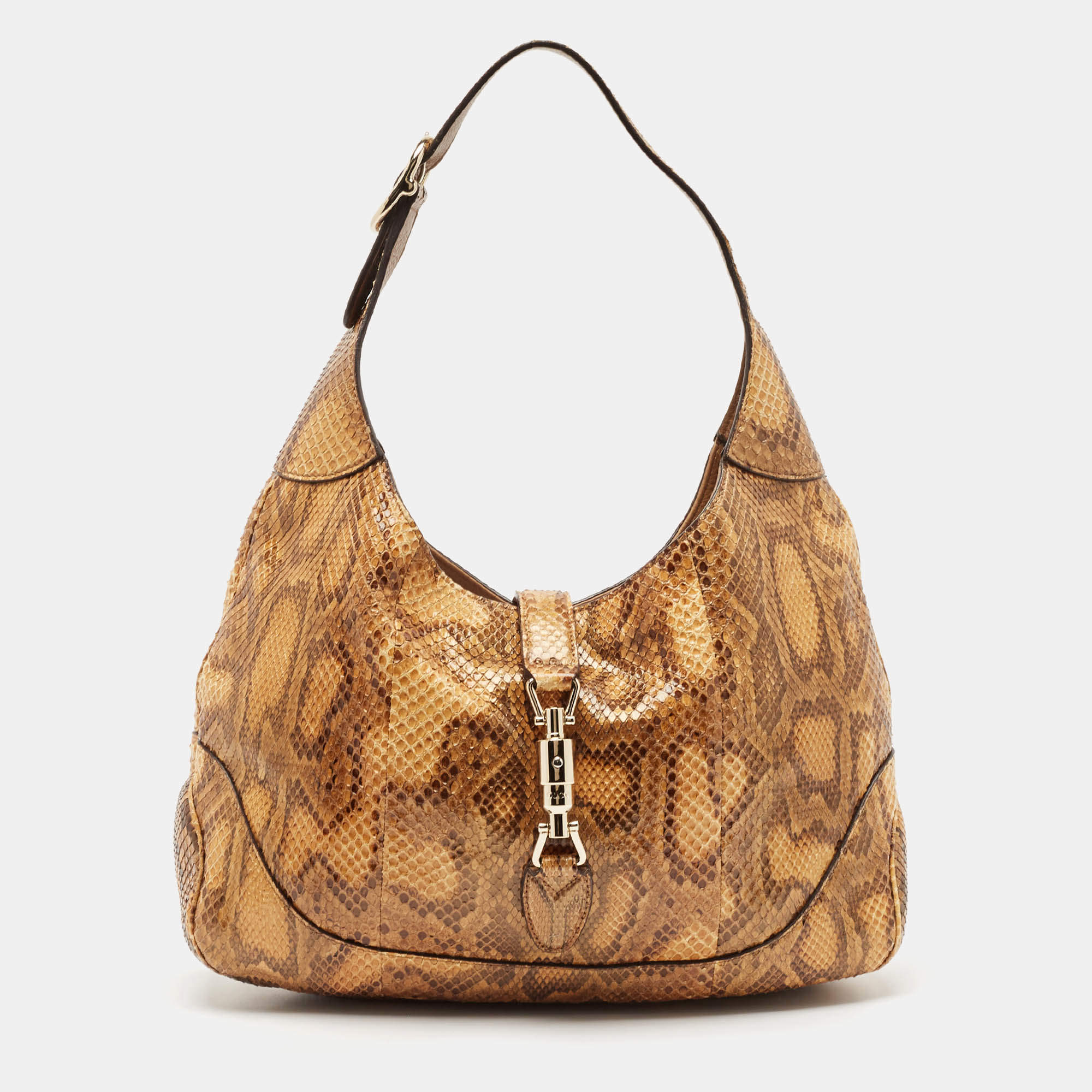 Gucci Tan Python Medium New Jackie Hobo