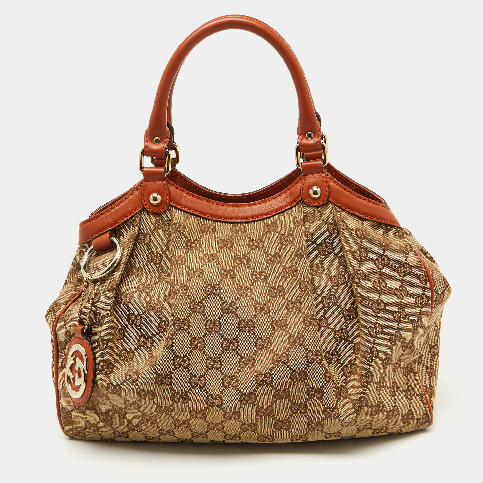 Gucci Beige/Brown GG Canvas and Leather Medium Sukey Tote