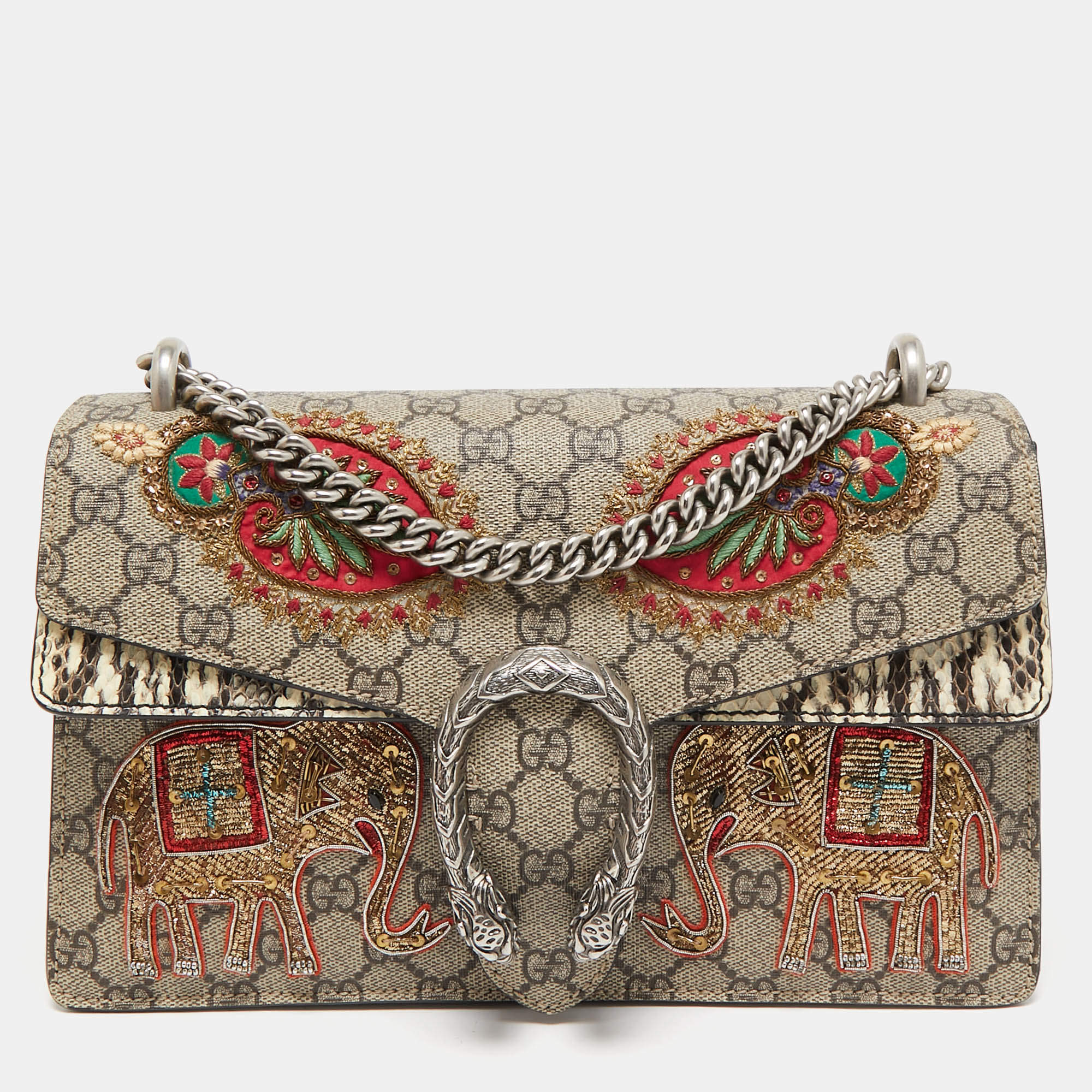 مملوكة مسبقًا حقيبة كتف غوتشي طباعة زهور سوبر ميني ديونيسوس سوبريم GG متعددة الألوان/ بيج