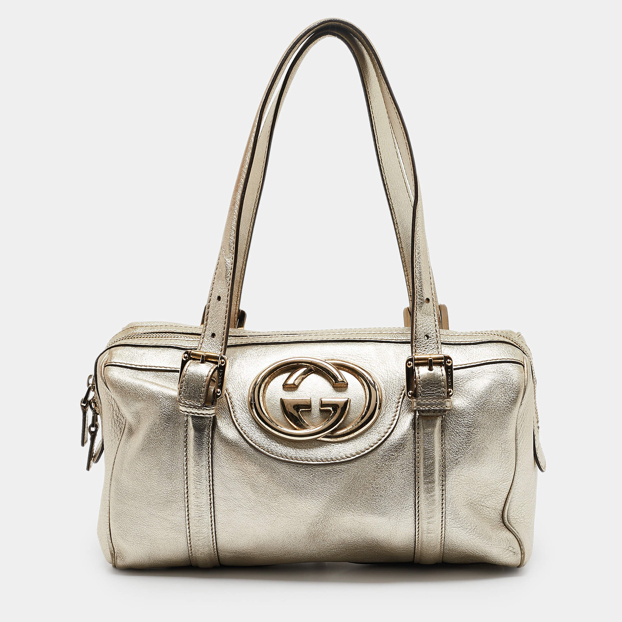 Gucci Gold Leather Britt Boston Bag