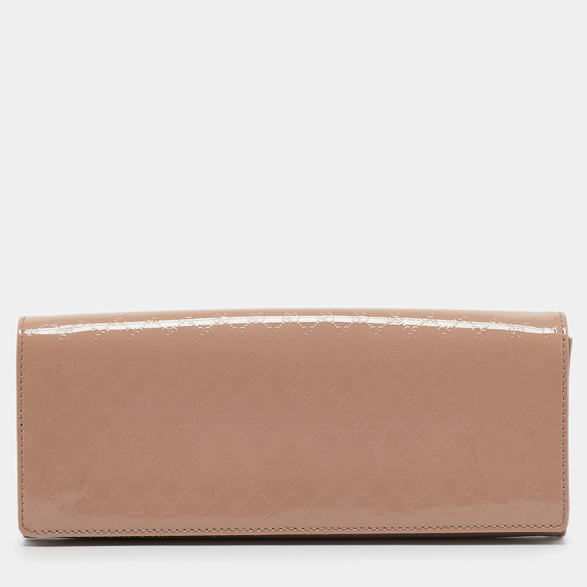 Pre Owned Gucci Beige Microguccissima Patent Leather Broadway Clutch