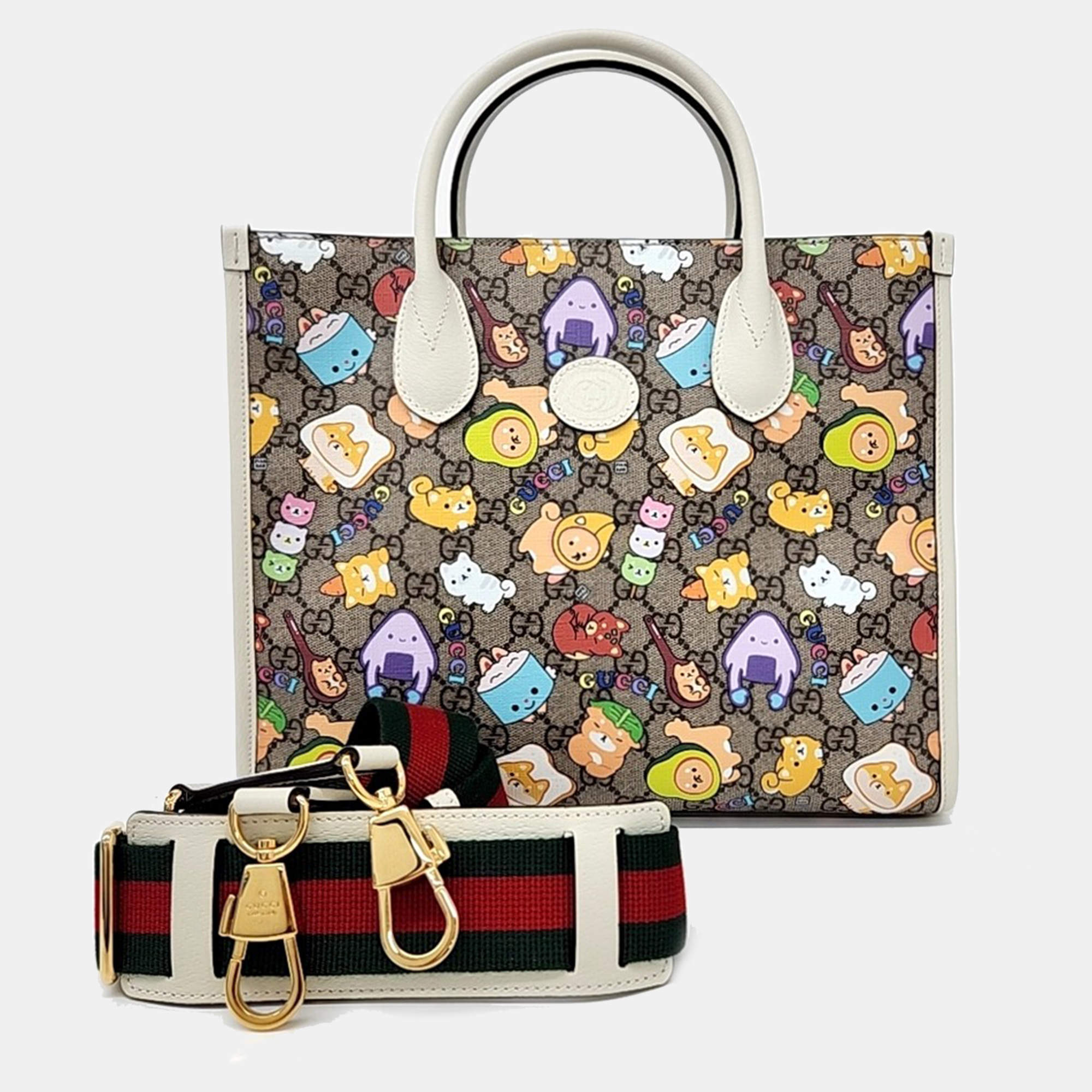 Pre Owned Gucci Multicolor Canvas Kawaii Small Tote And Shoulder Bag