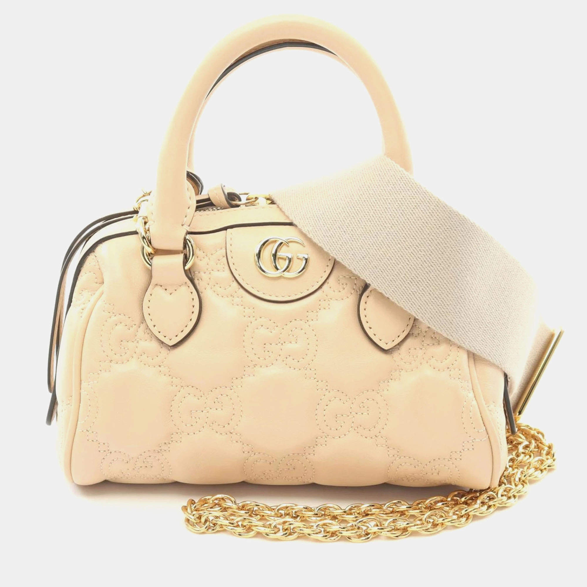 Gucci Beige Leather GG Matelasse Handbag