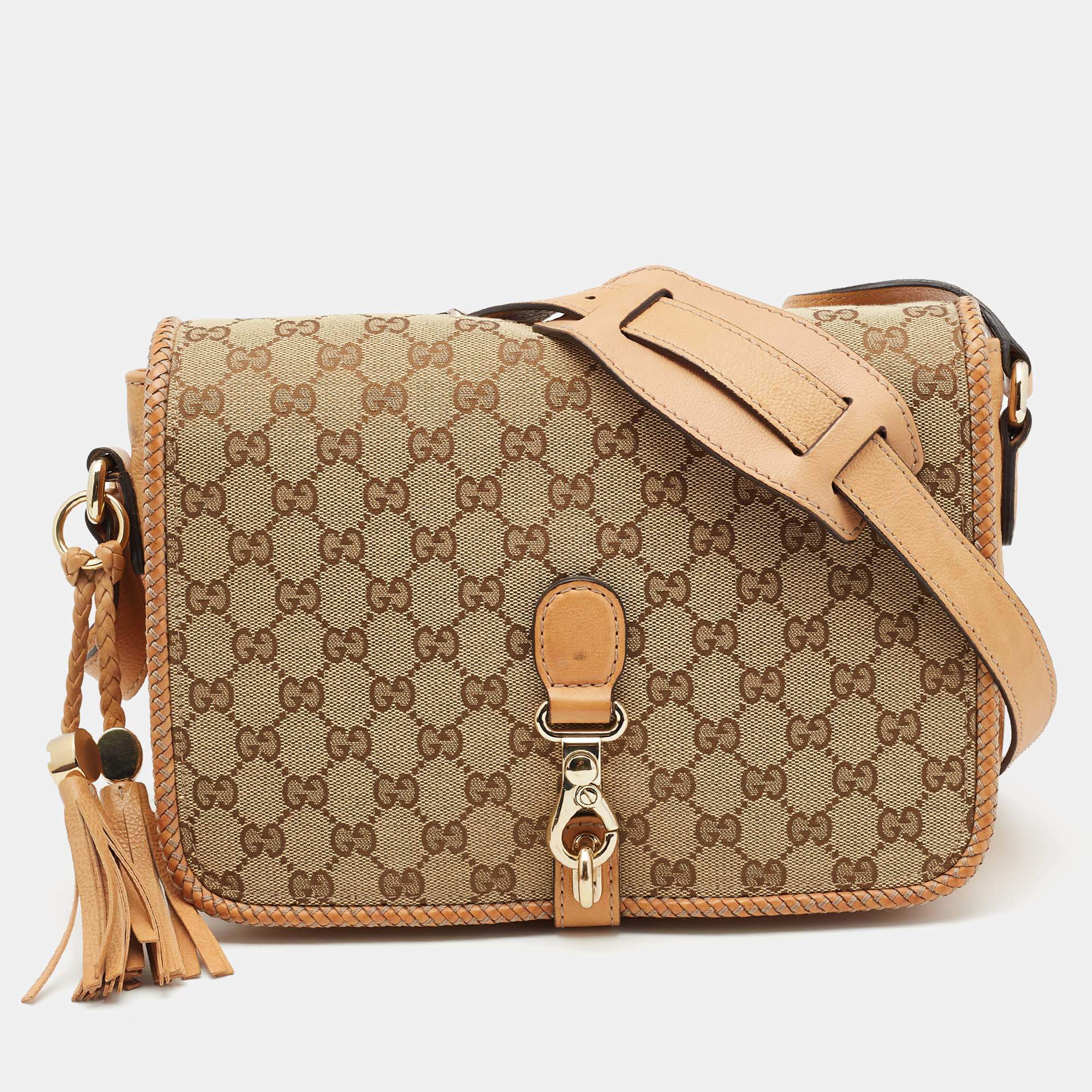 مملوكة مسبقًا Gucci Beige GG Canvas and Leather Medium Marrakech Shoulder Bag