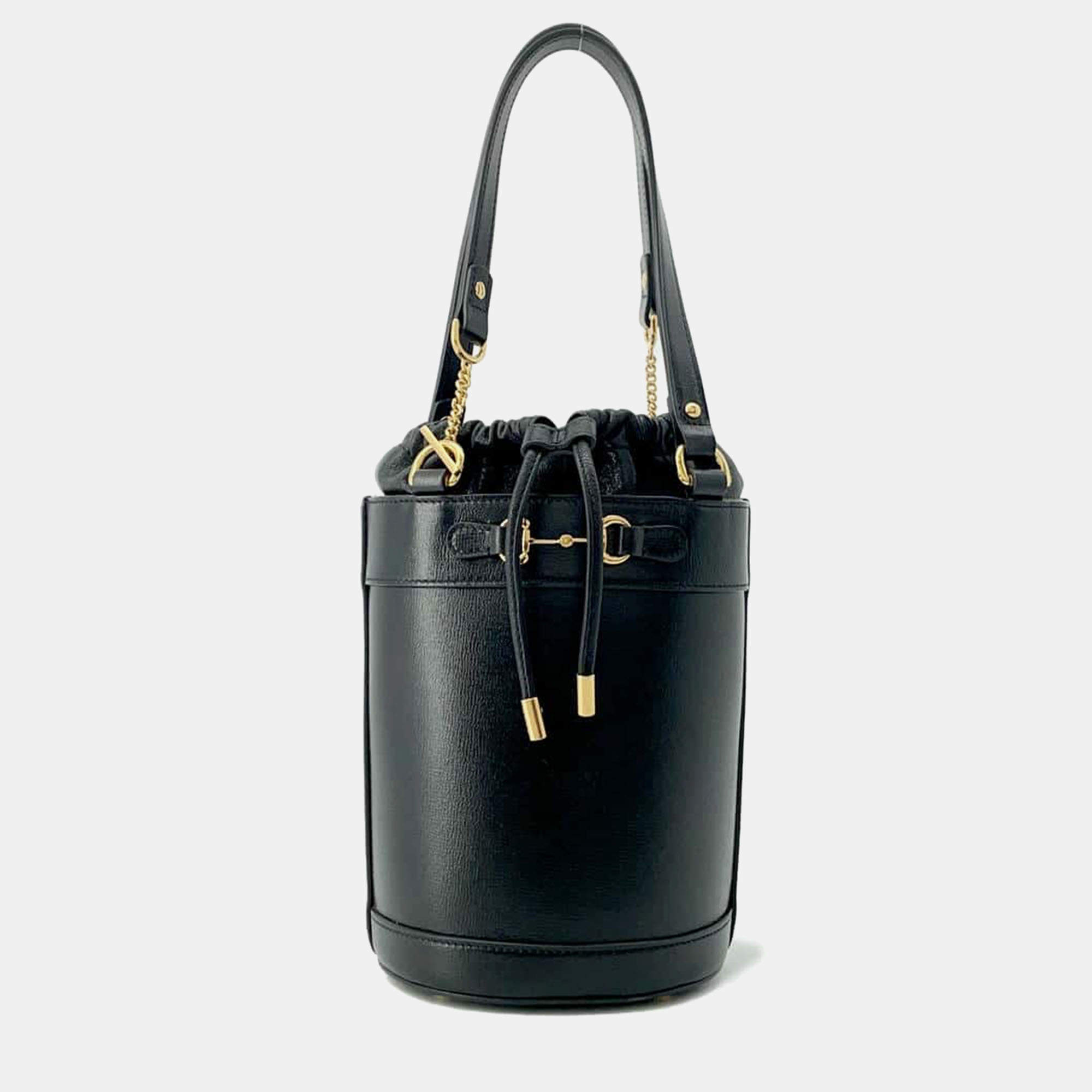 Gucci Black Leather Horsebit 1955 Bucket Bag