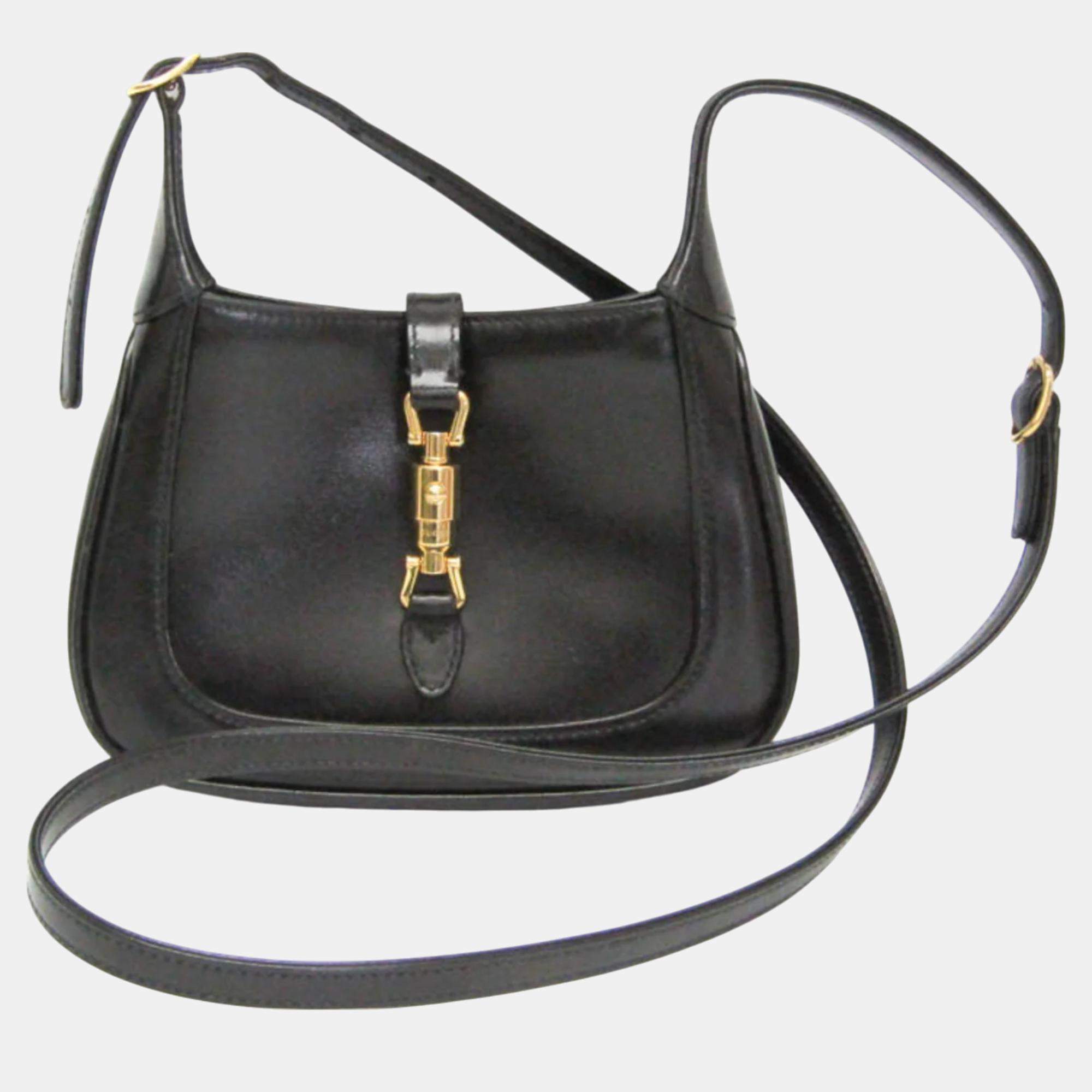 Pre Owned Gucci Black Leather Jackie 1961 Shoulder Bag