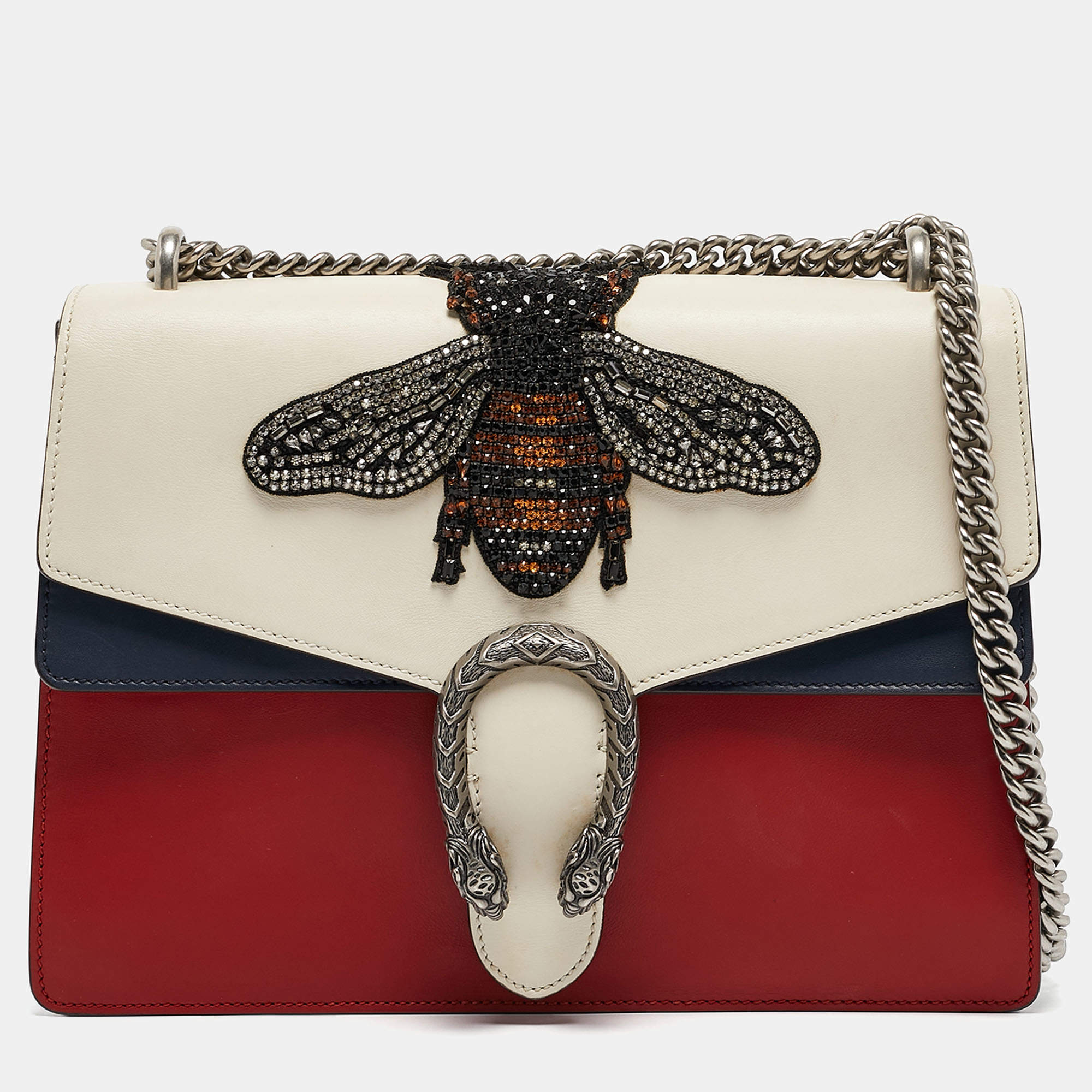 Gucci Tricolor Leather Medium Bee Embellished Dionysus Shoulder Bag