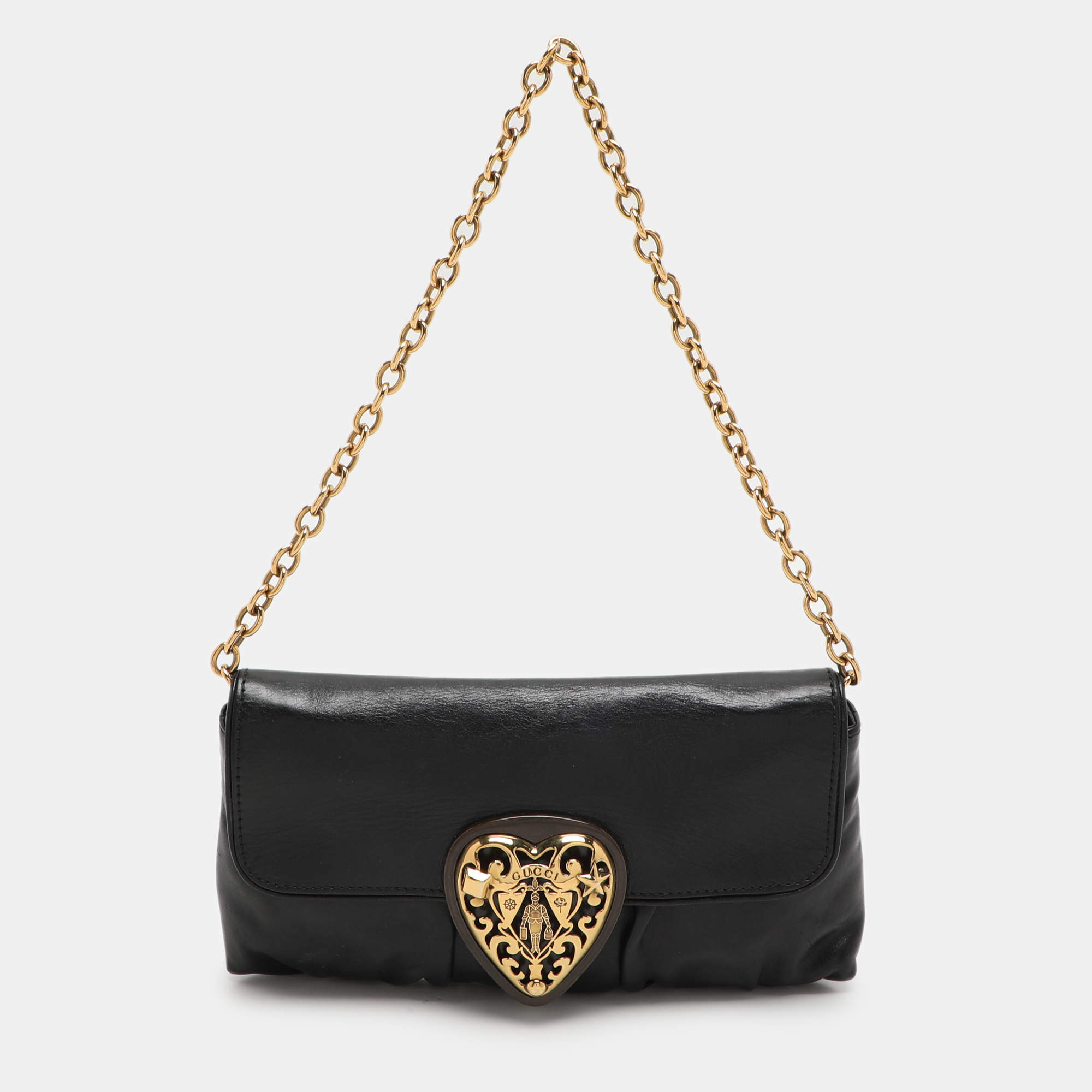 Gucci Black Leather Hysteria Chain Shoulder Bag