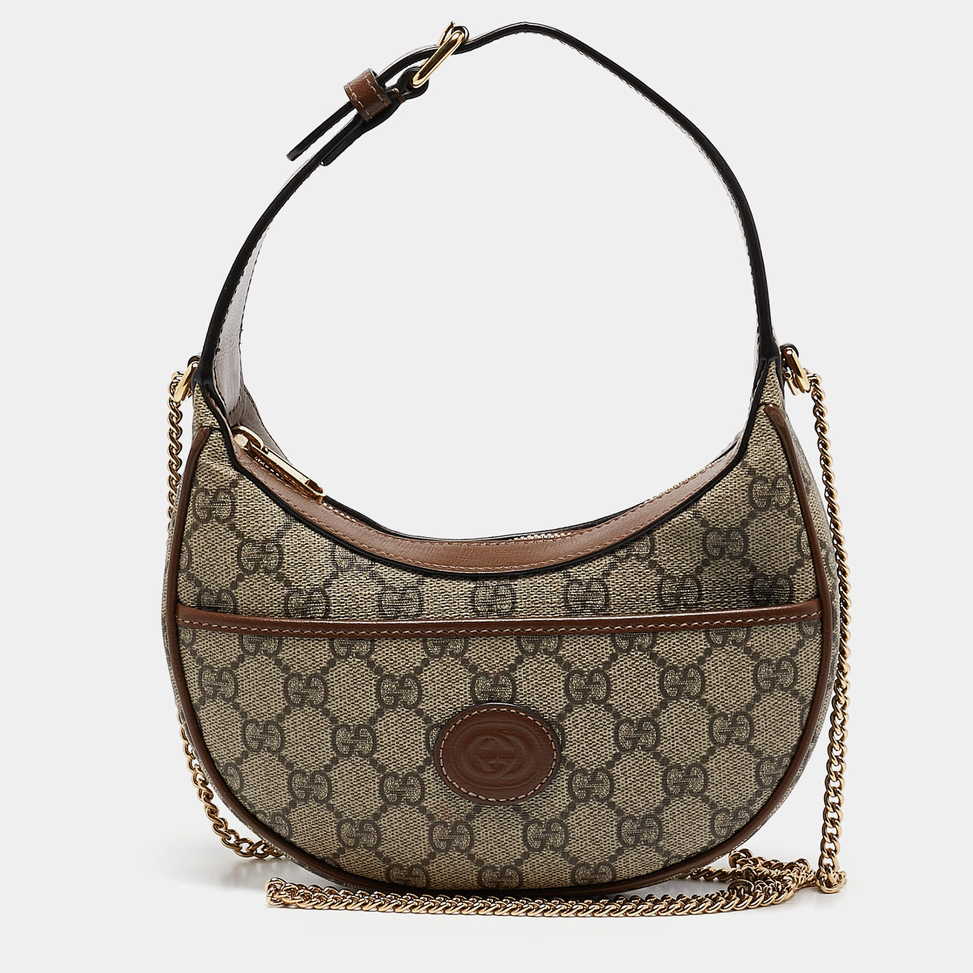 Pre Owned Gucci Beige/Ebony GG Supreme Canvas Mini Ophidia Shoulder Bag