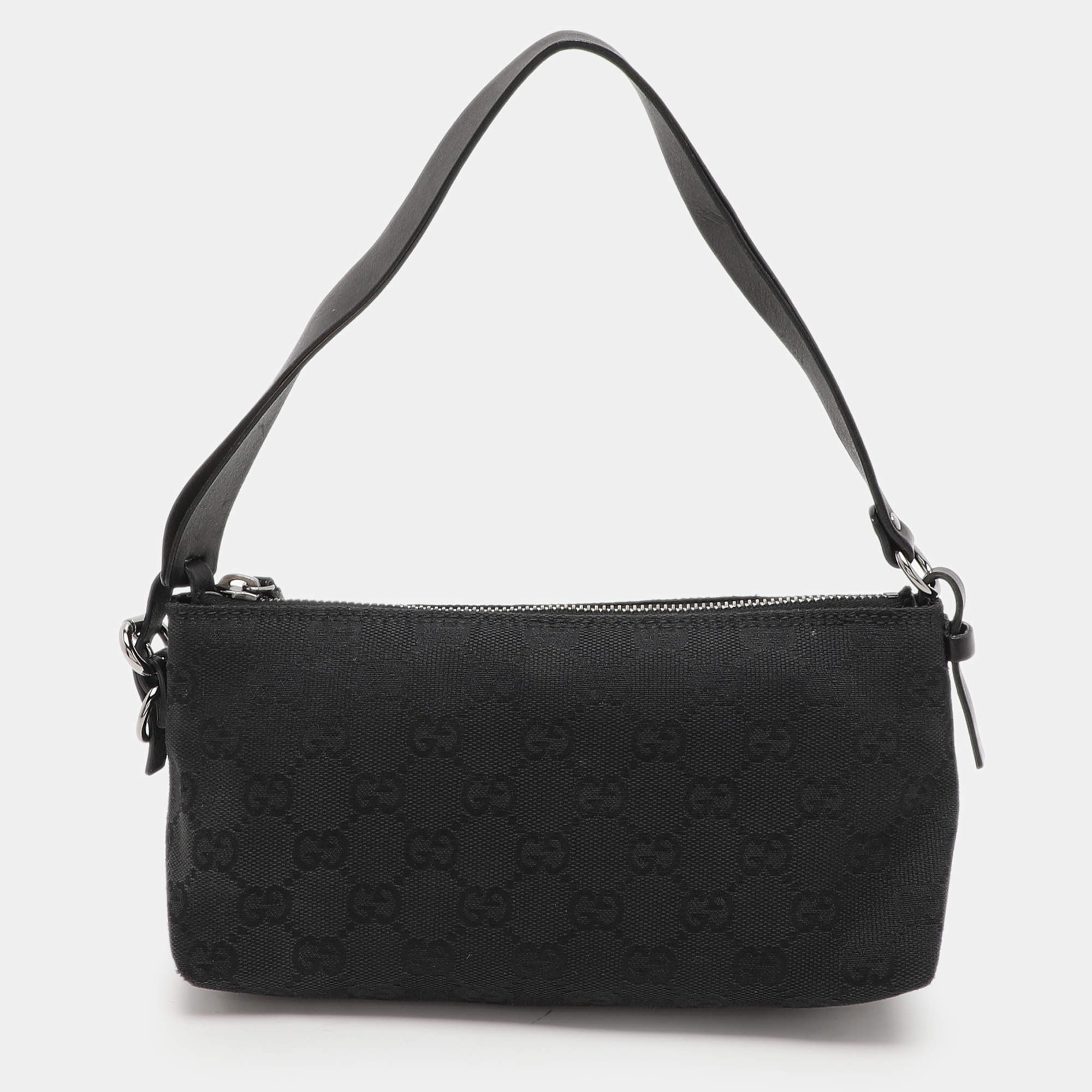 Pre Owned Gucci Black GG Canvas Pochette Bag
