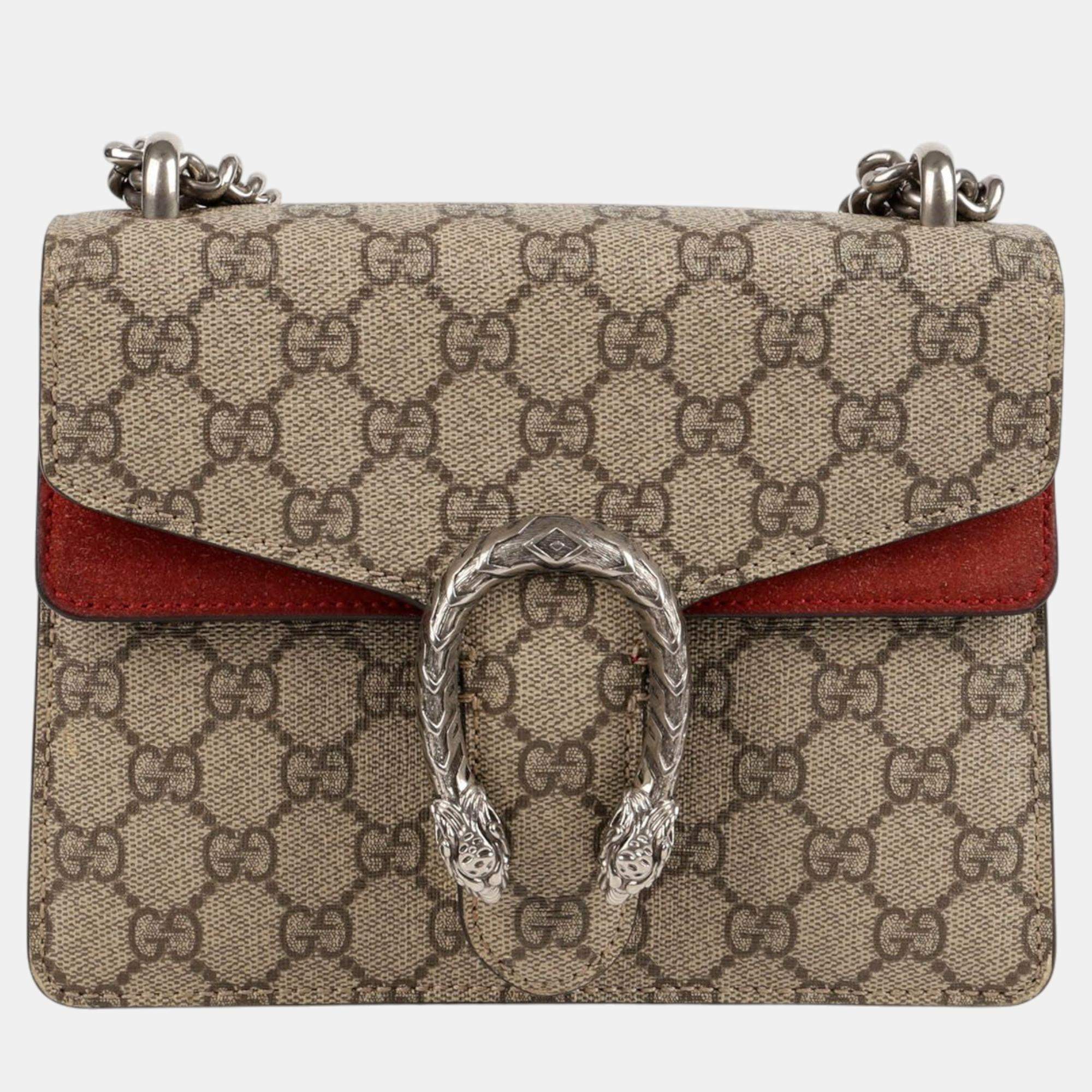 Gucci Beige Canvas and Suede Dionysus Mini Chain Shoulder Bag