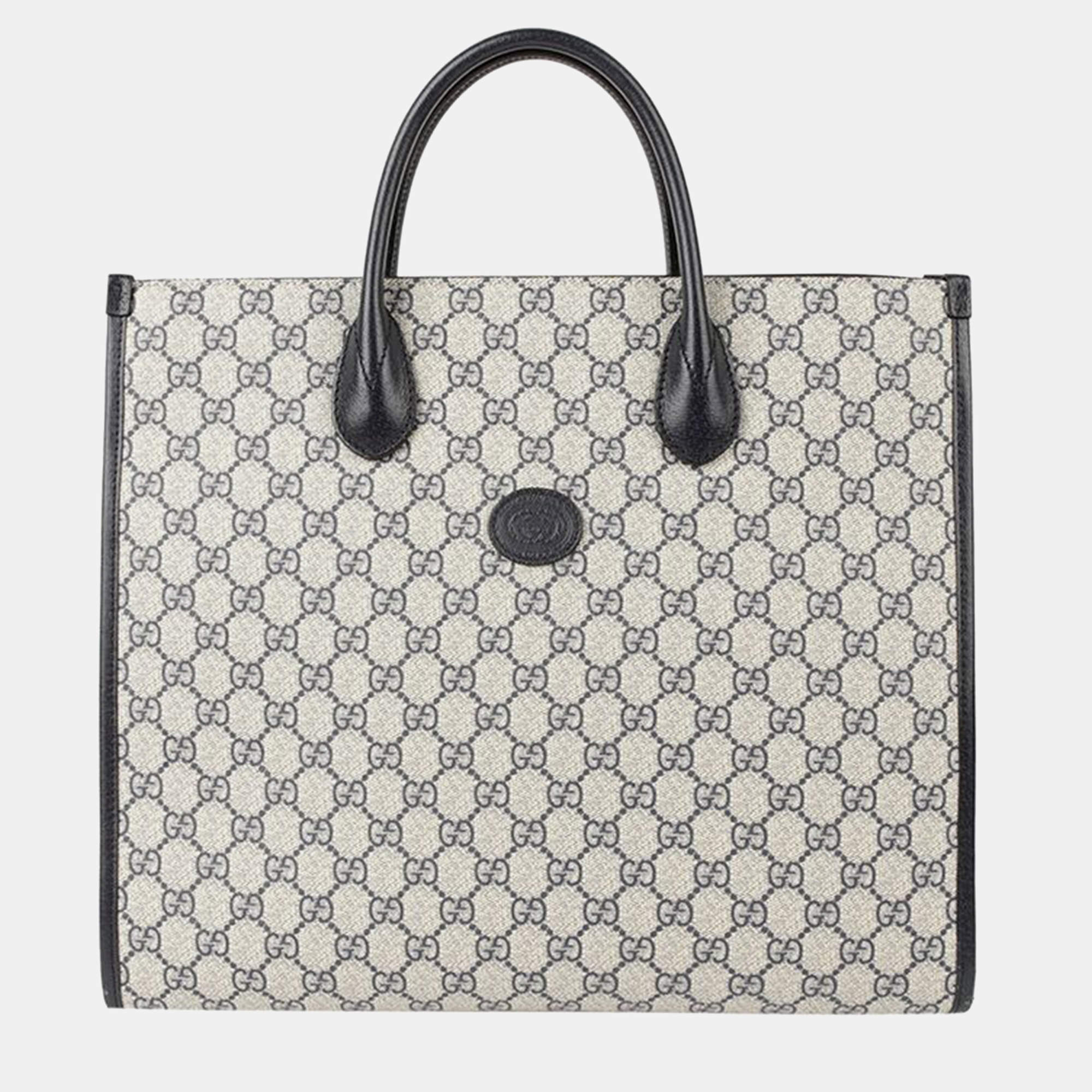Gucci Medium Blue GG Supreme Canvas Interlocking G Tote 