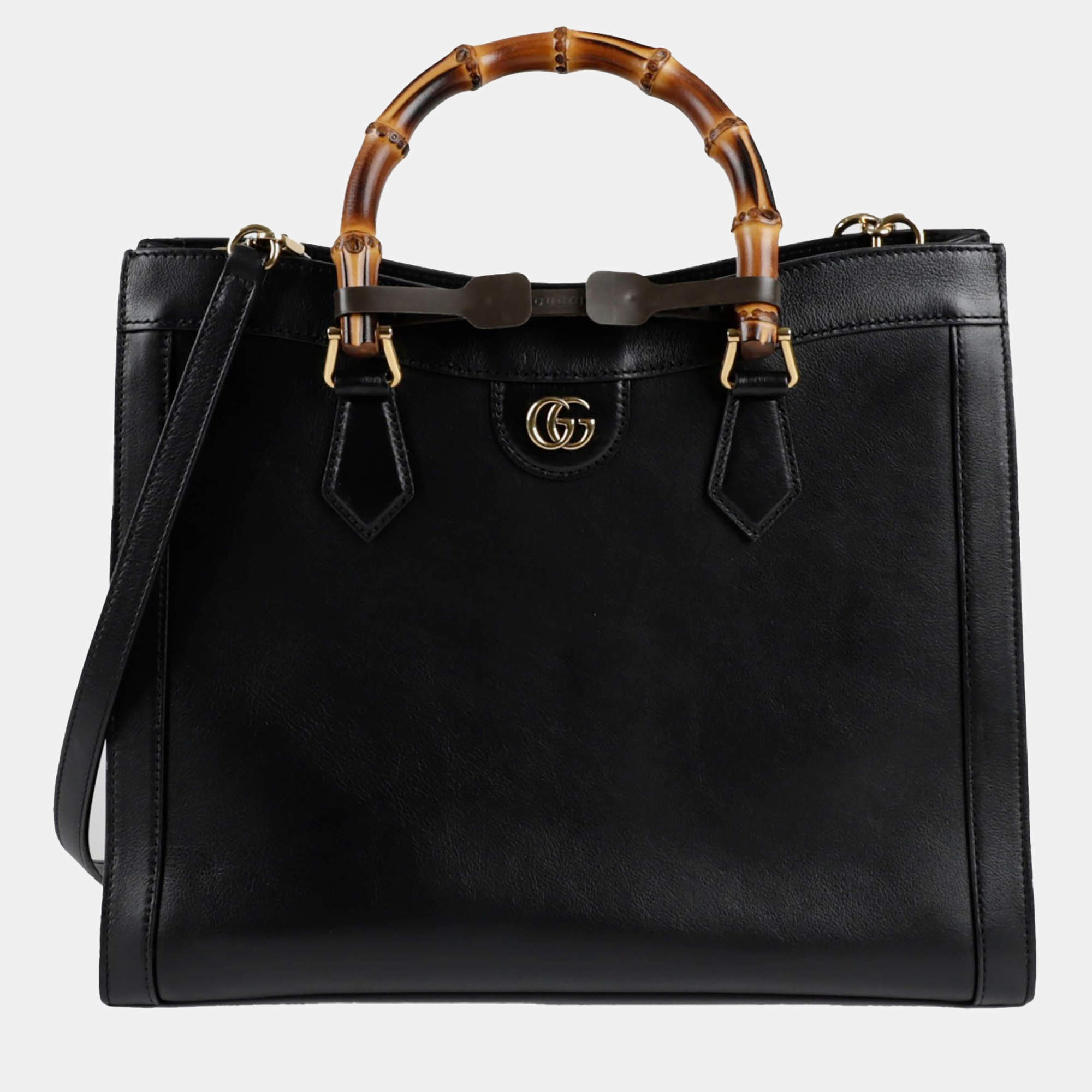 Gucci Medium Black Leather Diana Tote