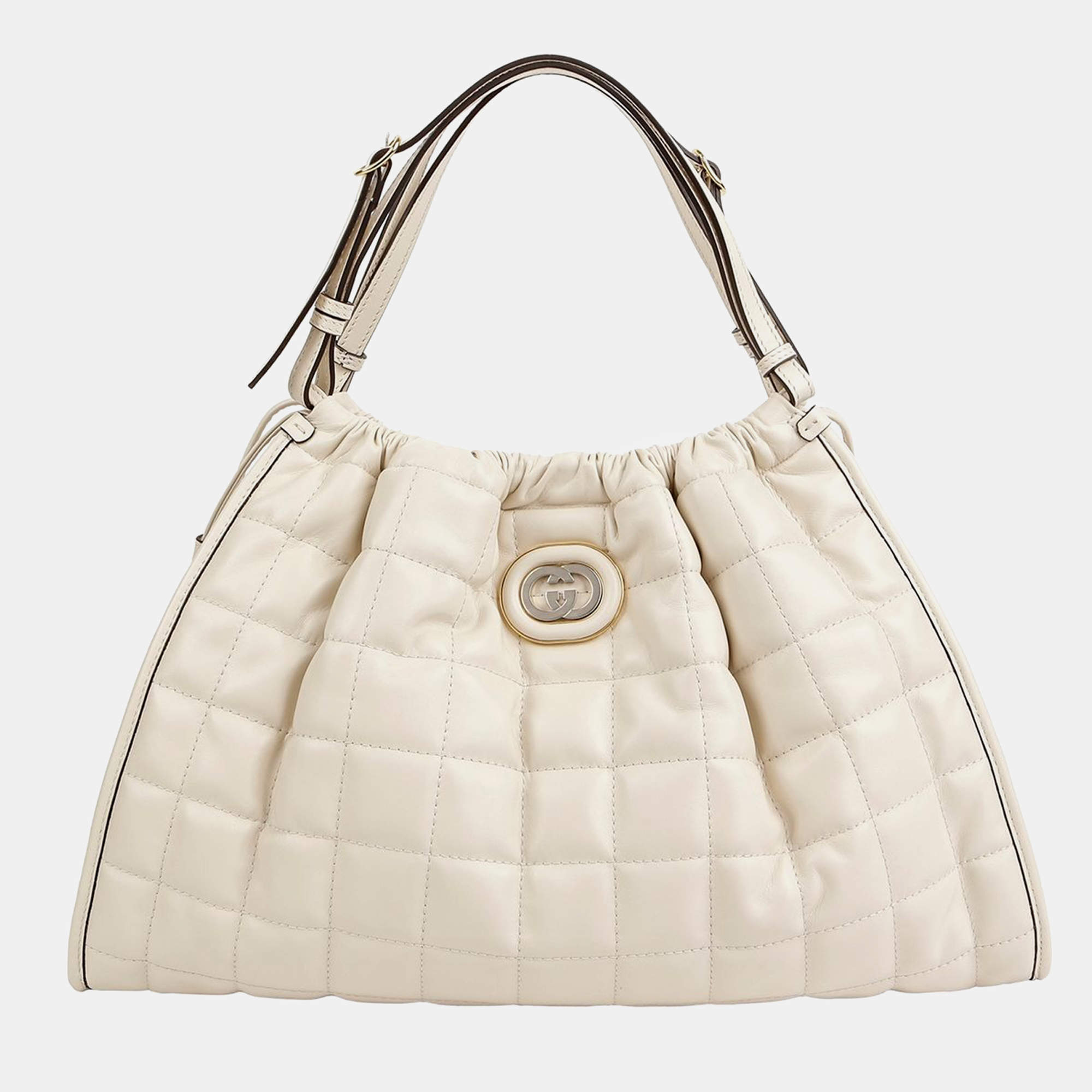 Gucci Medium White Leather Deco Tote Bag
