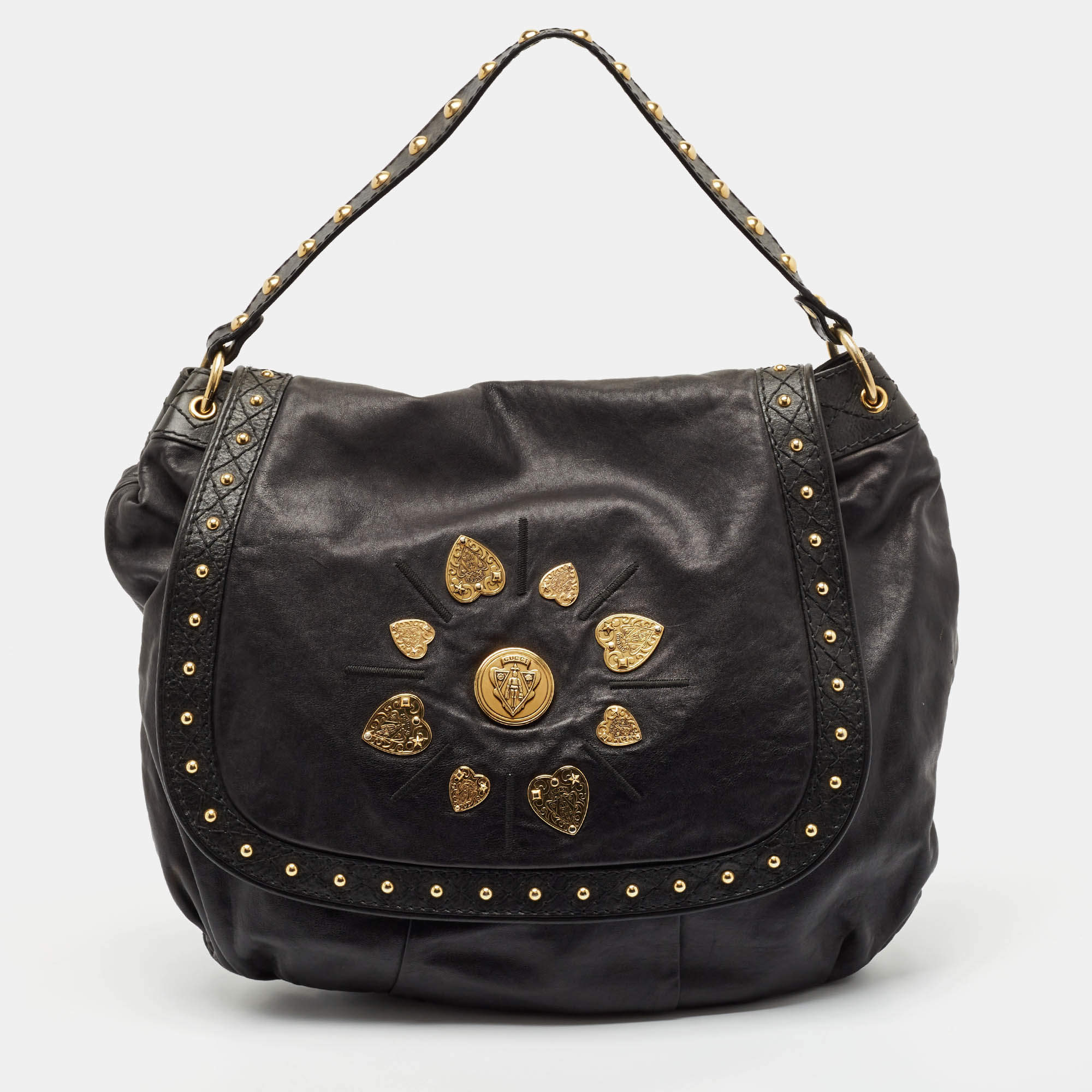 Gucci Black Leather Irina Babouska Hobo