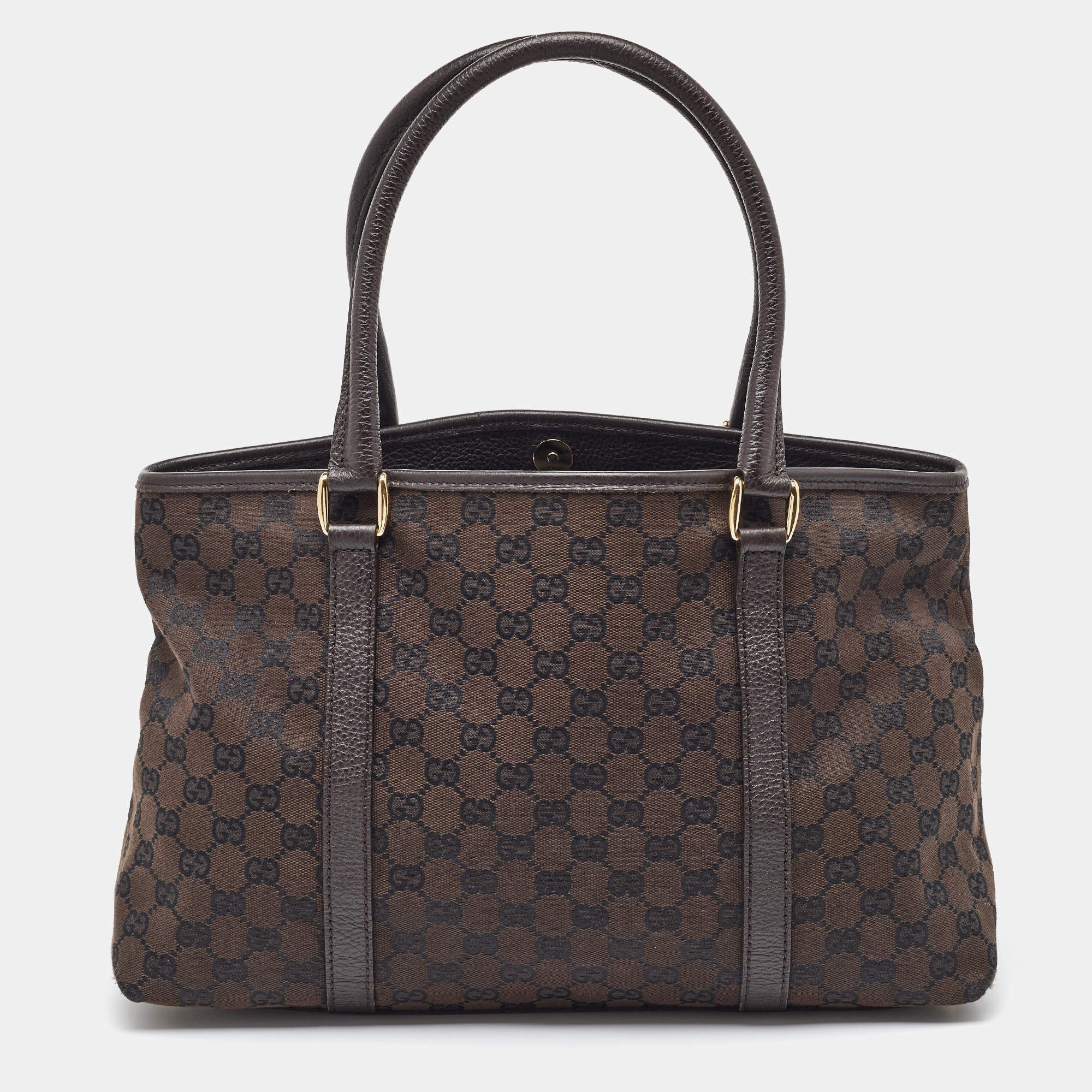 Gucci Brown GG Canvas and Leather Tote