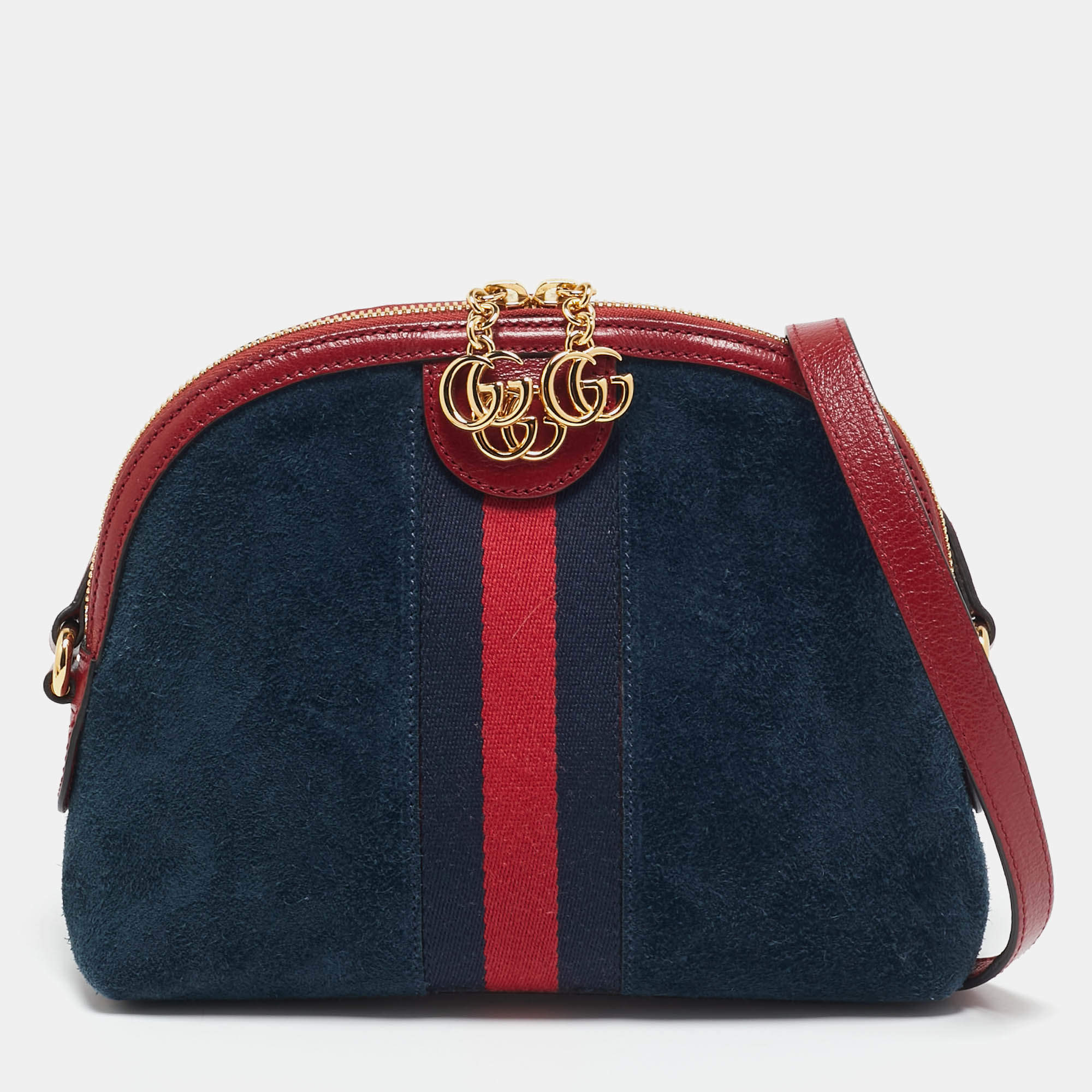 Gucci Red/Blue Suede Small Web Ophidia Shoulder Bag
